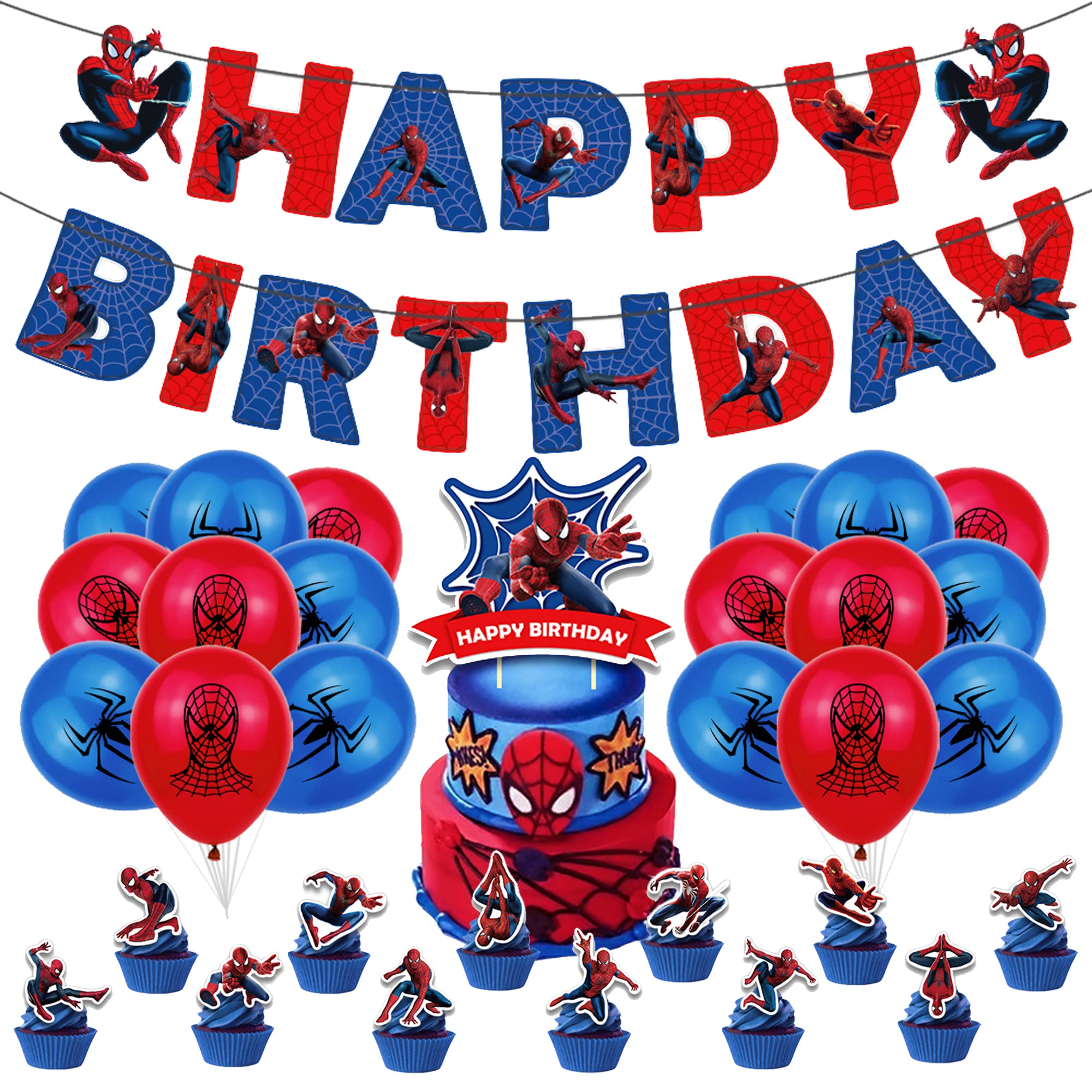 Buy Birthday Decorations Spiderman Balloons Happy Birthday Banner Cake