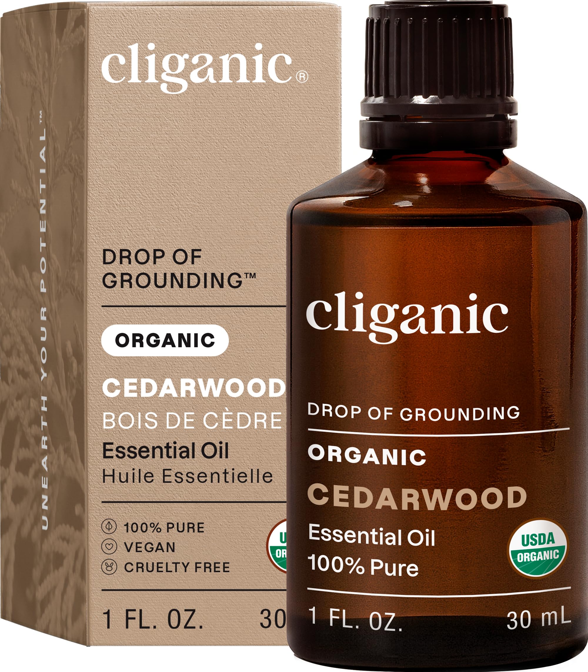 Cliganic Organic Cedarwood Essential Oil for Diffuser, 100% Pure, 1 Fl Oz