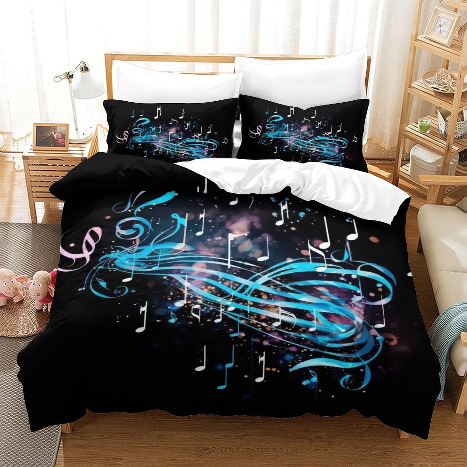 Notes de musique parure de lit 140x200 microfiche avec taie