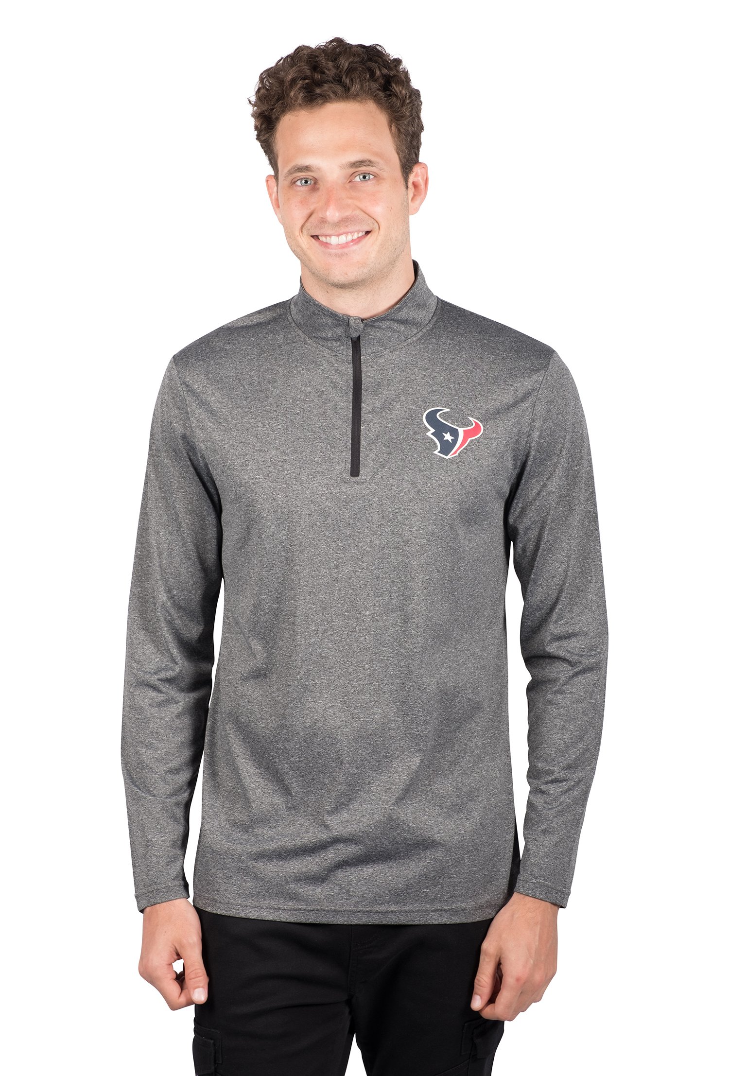 NFL Men's Quarter Zip Pullover Shirt Athletic Quick Dry Tee, Gray