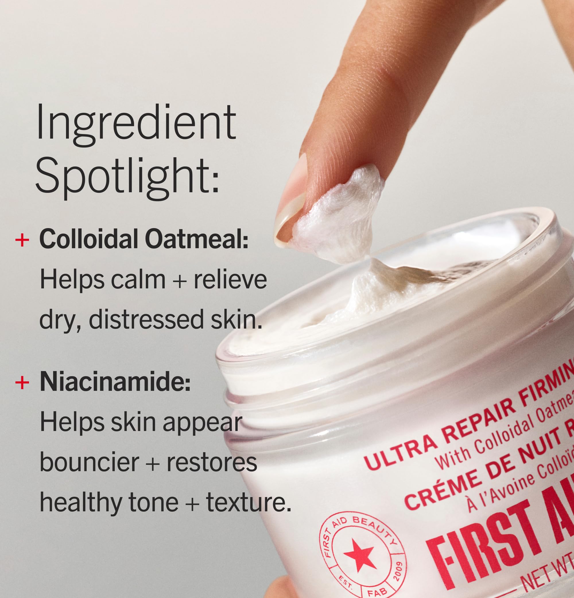 First Aid Beauty Ultra Repair Hydra-Firm Night Cream – reichhaltige Nachtcreme, spendet Feuchtigkeit, hilft sichtbar gegen Zeichen der Hautalterung, 1.7 oz