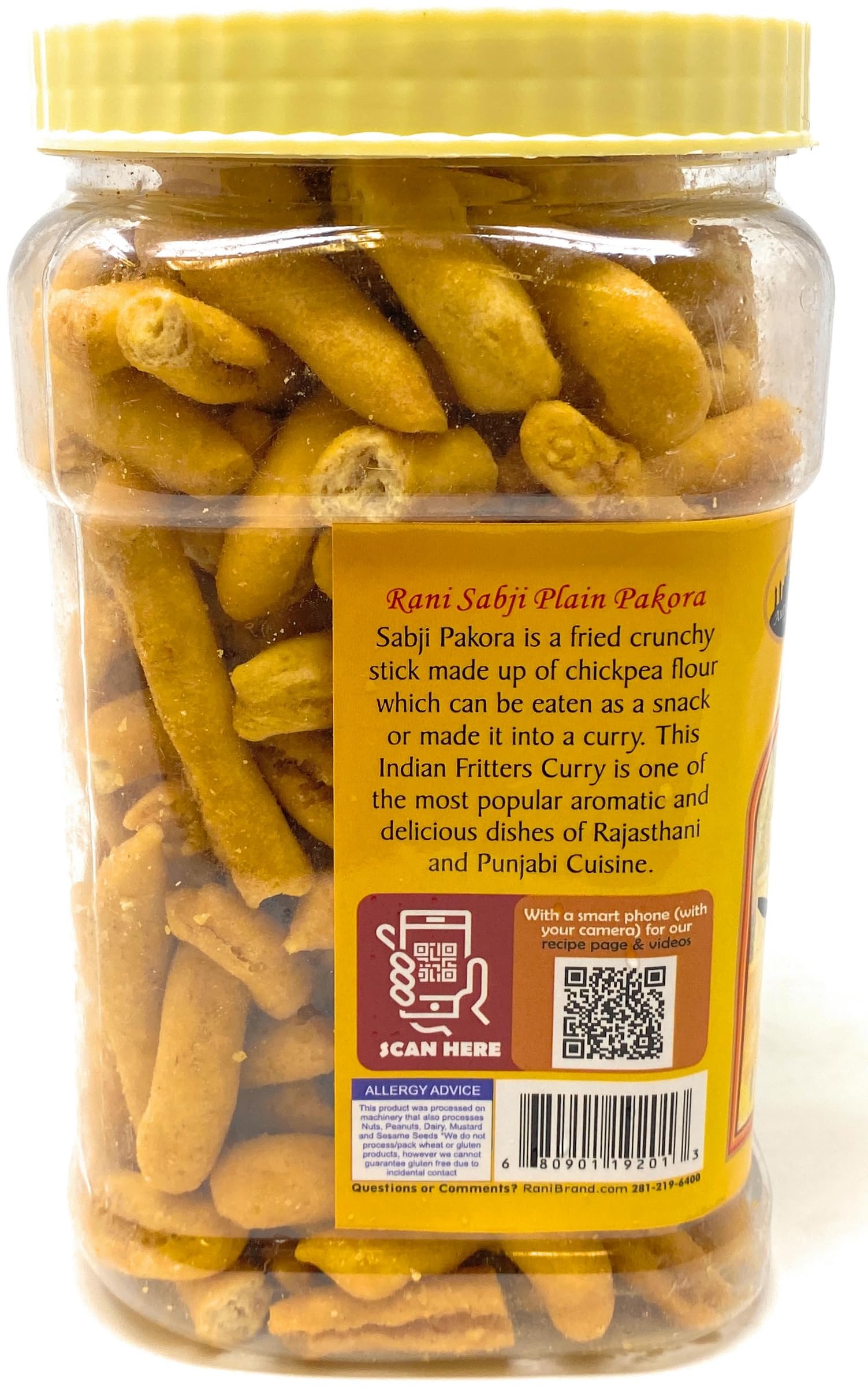 Rani Sabji Pakoda (Plain Dumplings) 14oz (400g) PET Jar ~ All Natural | Vegan | No Preservatives | No Colors | Gluten Friendly | Indian Origin