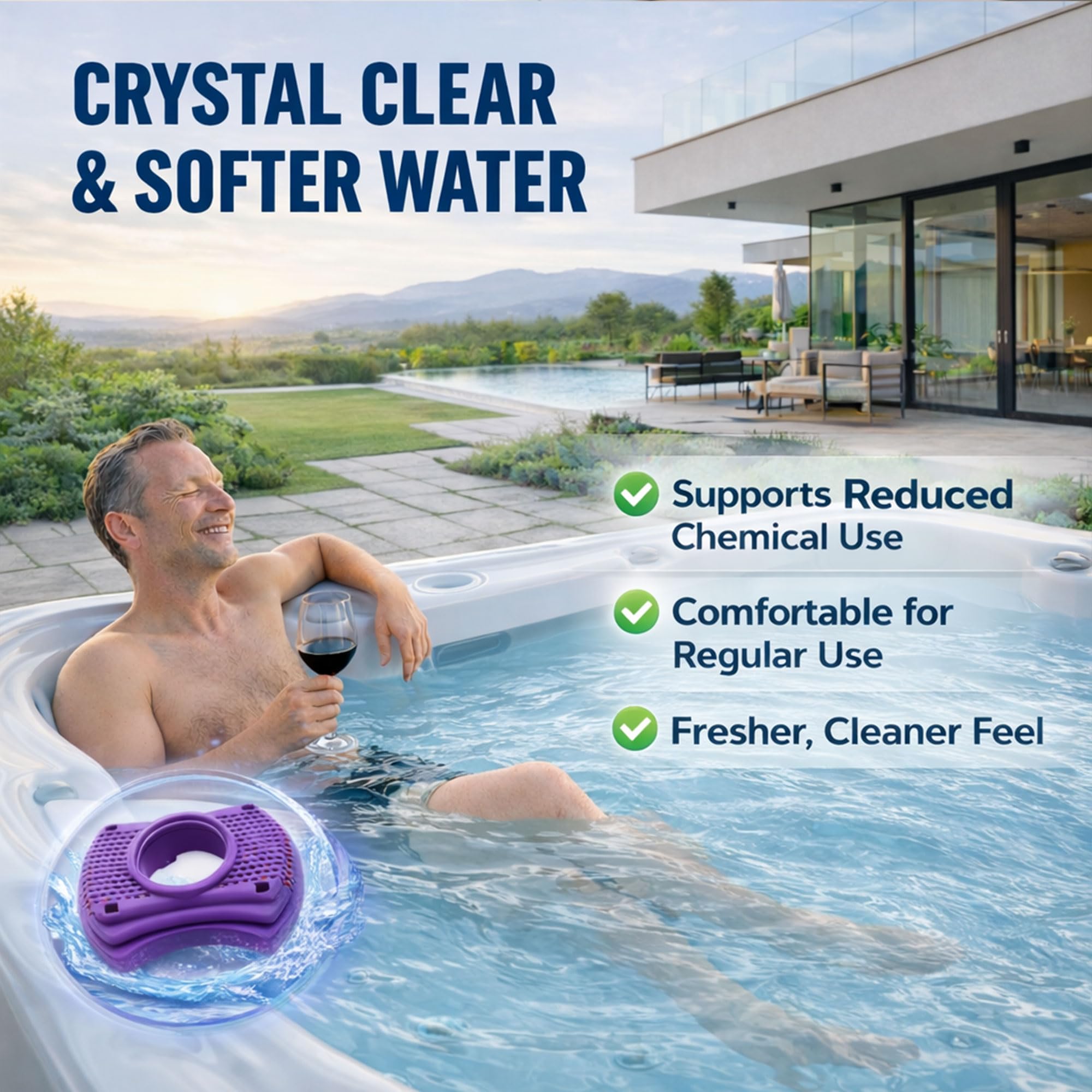 Lot de 2 cartouches minérales de rechange compatibles avec système Vision Spas Dimension One (partie 01512-261), 2 paquets de 1 an d'approvisionnement, filtration minérale en 4 étapes