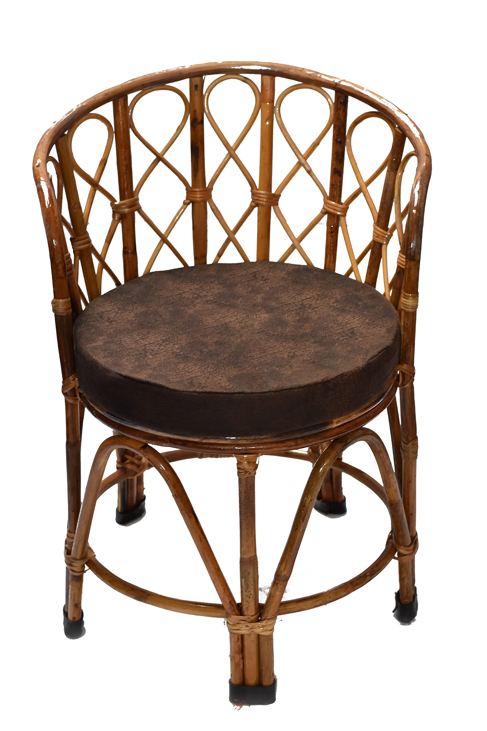 All INDIA HANDICRAFTS Regular Designer Cane (Rattan, Bait) Chair with Cushion, Room Chair, Balcony, Living Chair Chair (Brown)