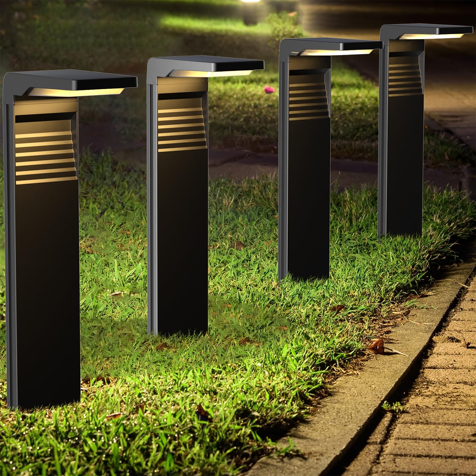 OUSFOT Solarlampen für Außen Garten 6 Stück 32 LED Wegeleuchten Außen Mit 2 Farbtemperaturen IP65 Wasserdicht Garten Solarleuchten für Außen Boden Pfad Abordage