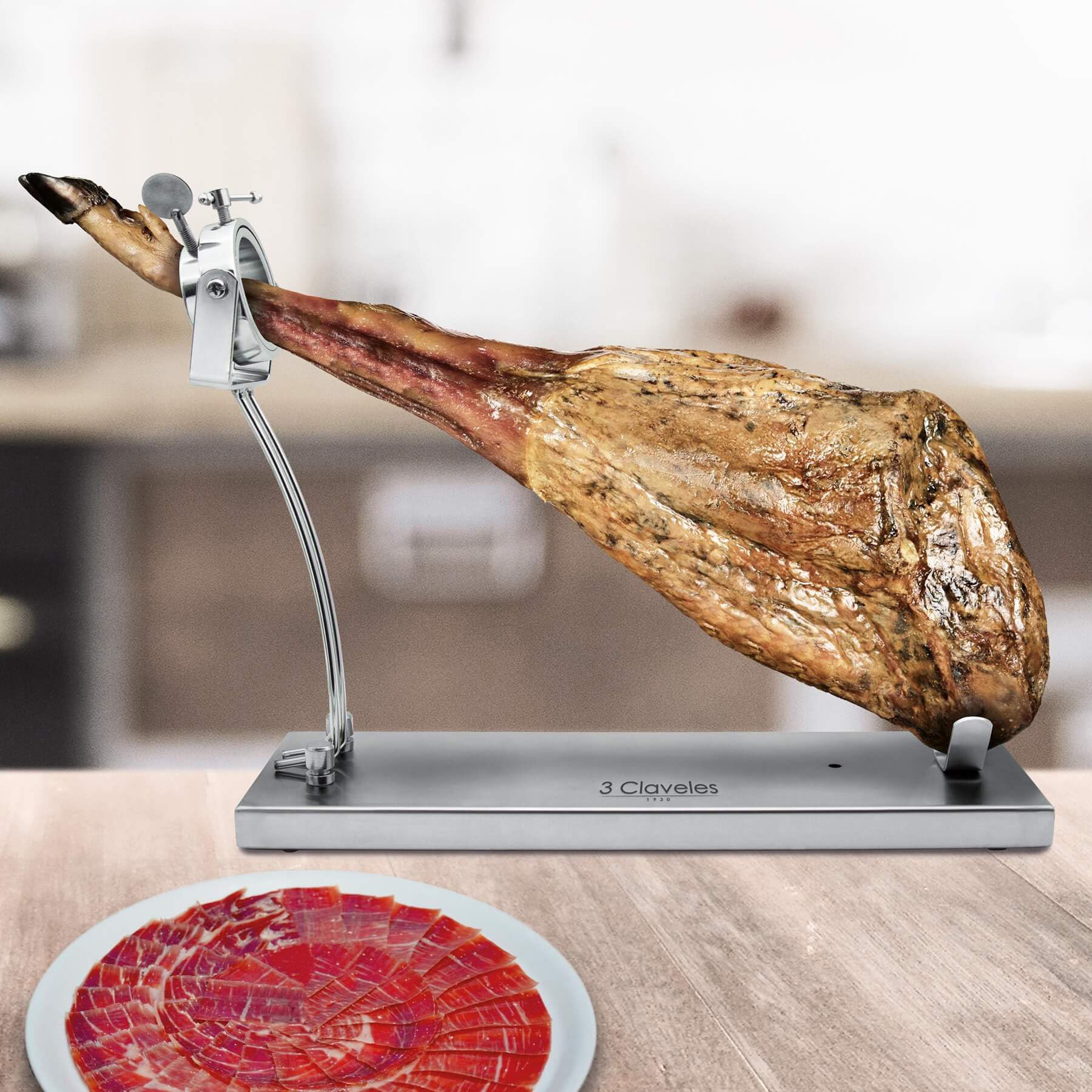 SOPORTE JAMONERO INOX PRO PLEGABLE CABEZAL GIRATORIO 3C
