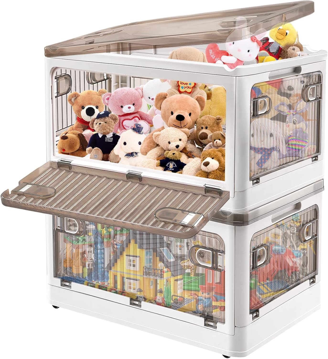 LINYAPRY 28 Liters Storage Bins with Lids, 2 Packs Large Plastic