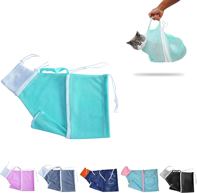 Cat Bathing Bag, Grooming Net Bag Adjustable Breathable Antibite and AntiScratch