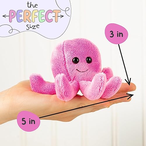 Miniatura 4 de Forest & Twelfth Mini pulpo de peluche, 12 unidades de animales de peluche pequeños a granel, relleno de calcetines unisex, figuras de animales para