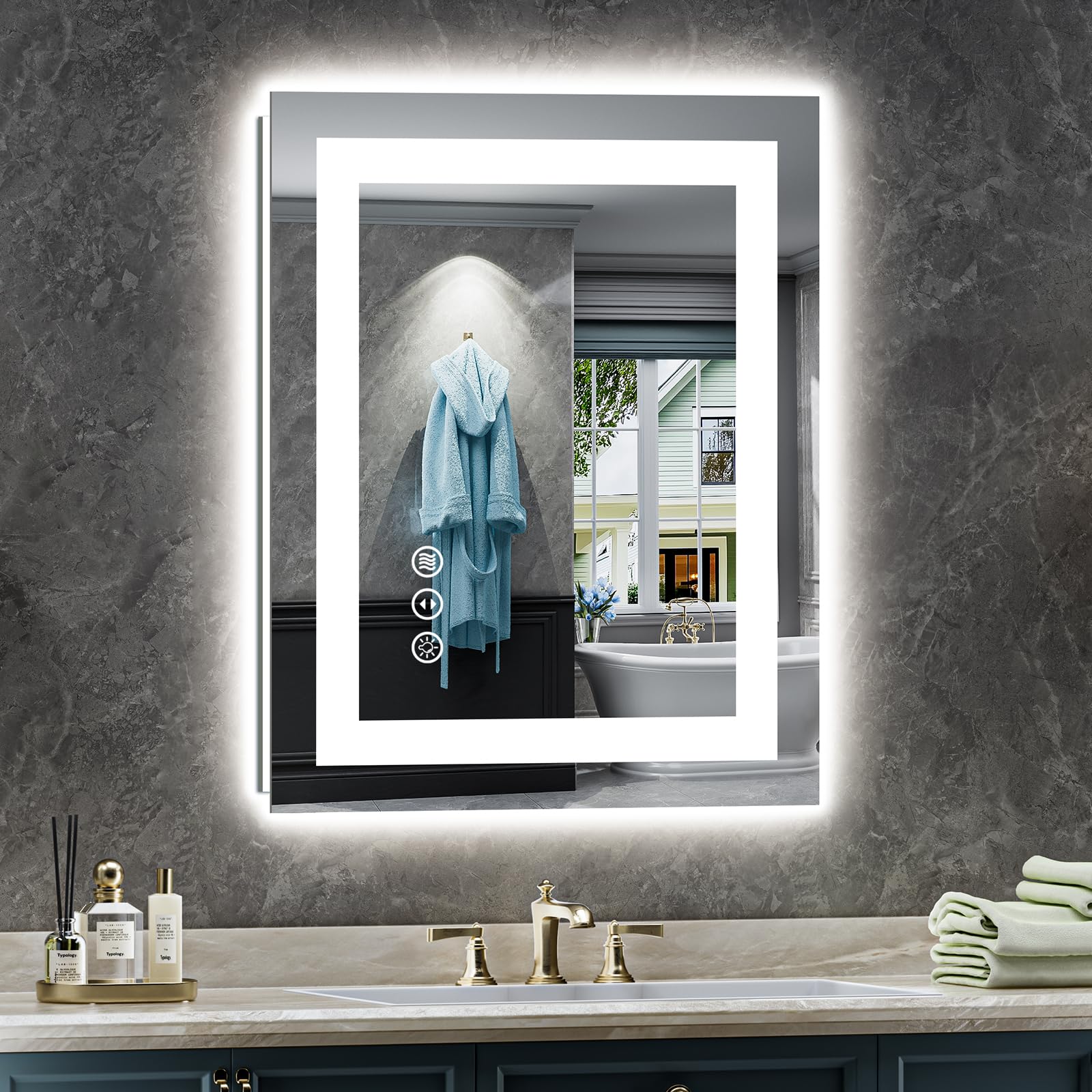 Briivue 20x28 Inch LED Bathroom Mirror with Lights, Backlit &amp; Front Lit