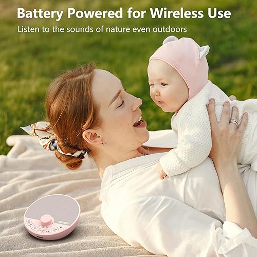 Miniatura 6 de Máquina portátil de sonido de ruido blanco con 18 sonidos de sueño, función Bluetooth alimentada por batería, perilla de control de volumen,