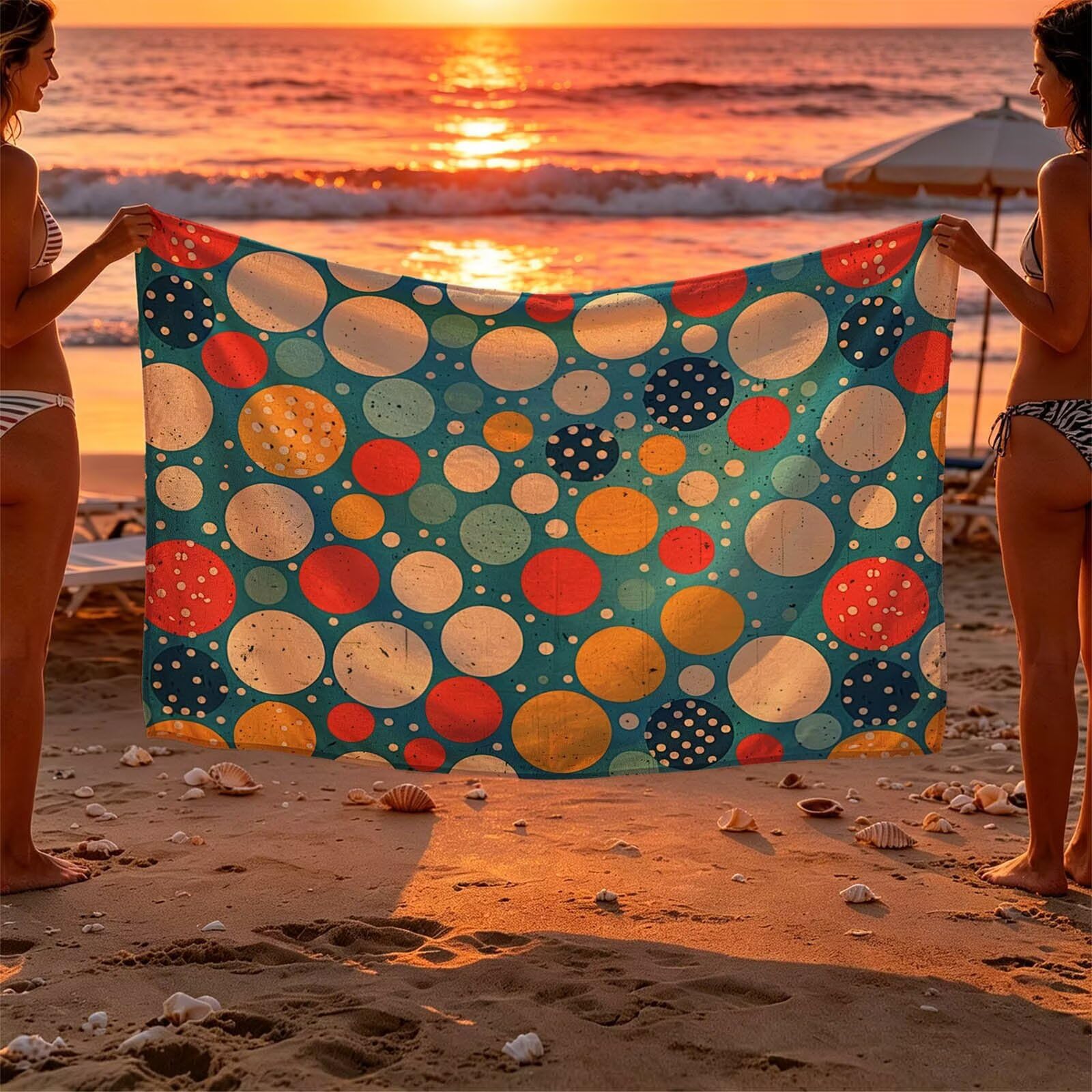 Toalla Playa Grande 220x160 Vacaciones Accesorios Viaje, Toalla Playa Redondo Suave Cómodo Secado Rápido, Sencillez Toallas Baño Grandes 160 x 220cm para Yoga Fitness Natación Sauna Baño XTLS-1706