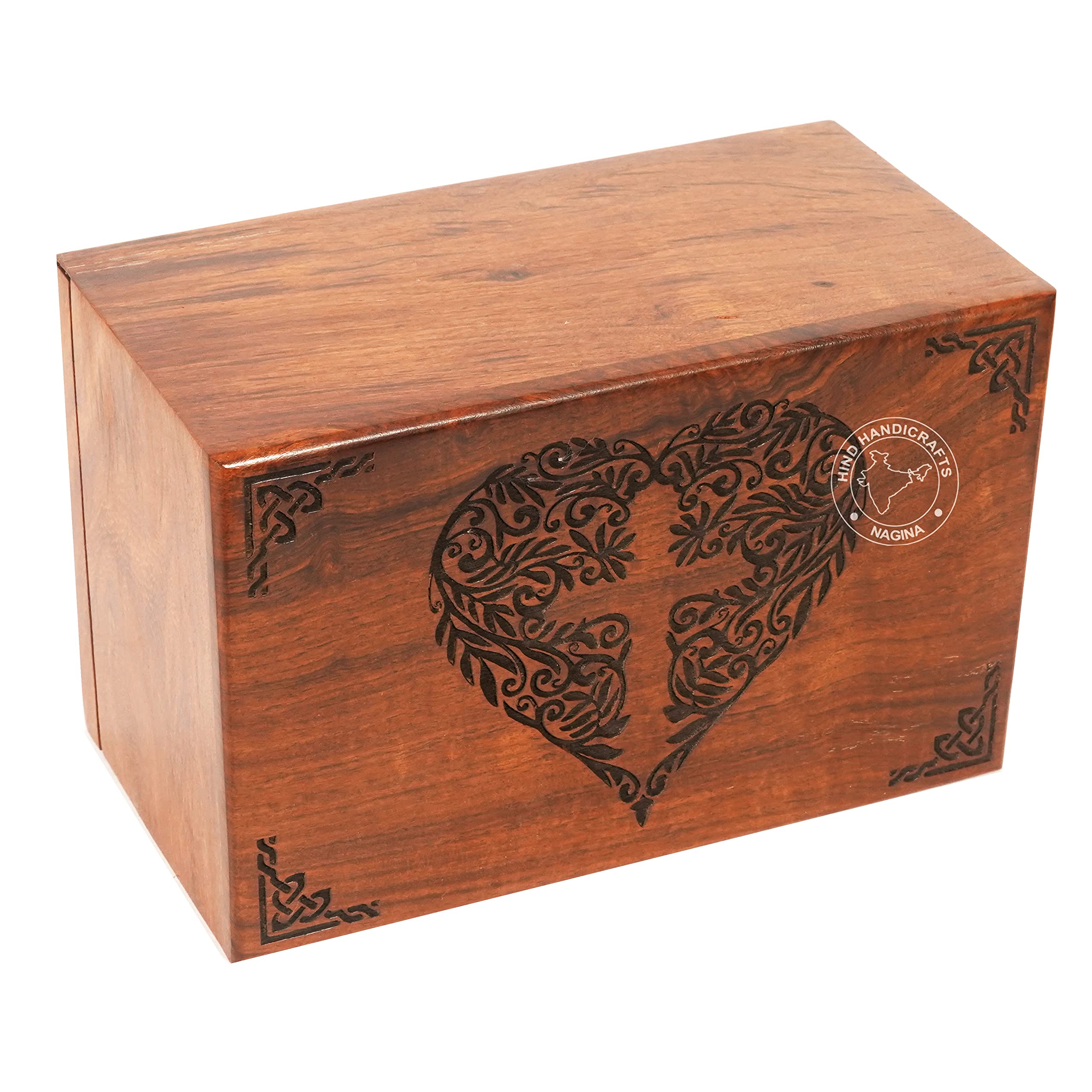 Urne Funéraire En Bois Palissandre Gravée - Capacité 200 Pouces Cubes, Pour Cendres Adulte Ou Animal