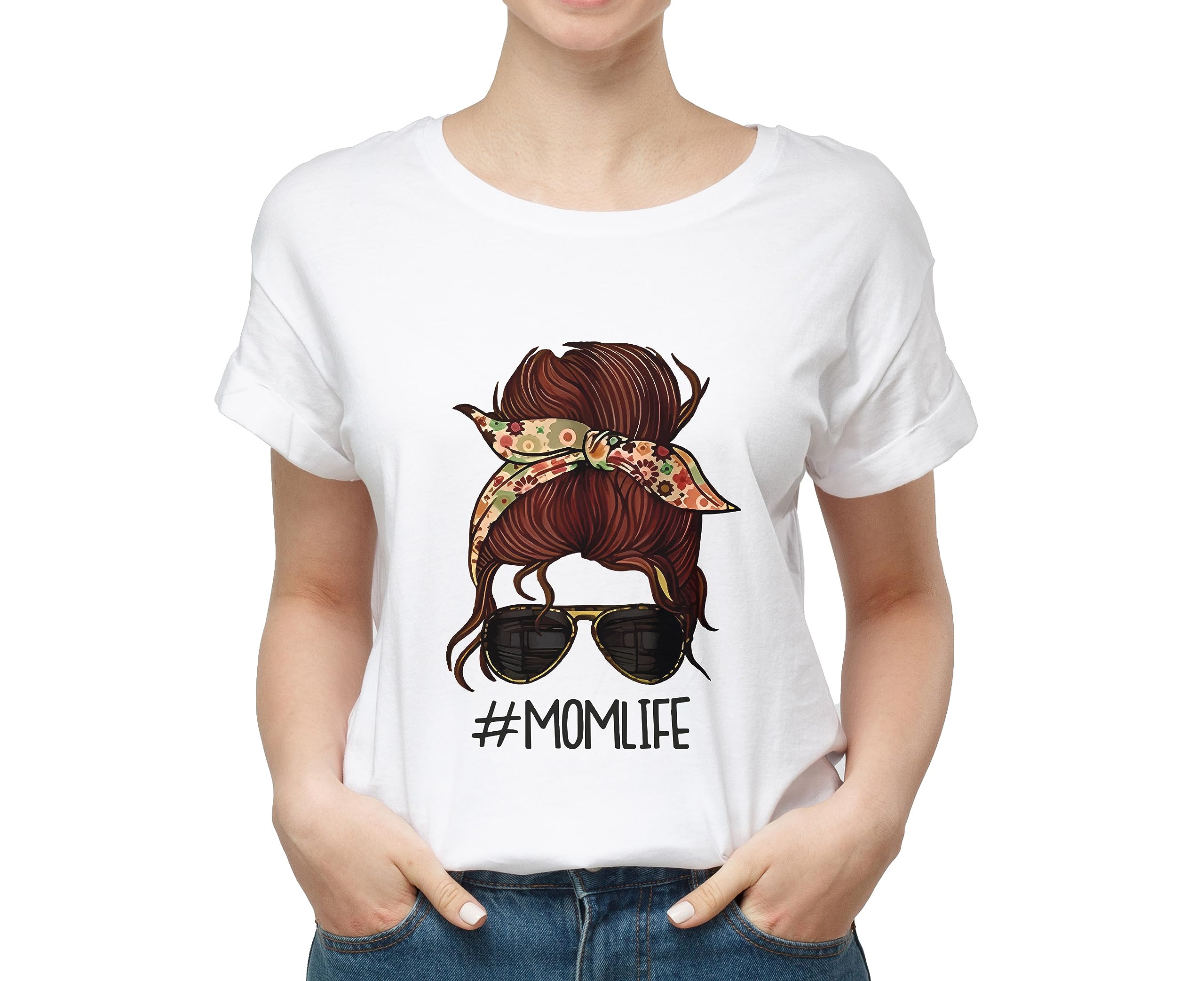 Vegon KartMOM Life 100% Cotton Round Neck Graphic Printed T Shirt for Women Girls, Graphic Printed T-Shirt for Women MOM Life Tshirt, Super mom Women's t Shirt