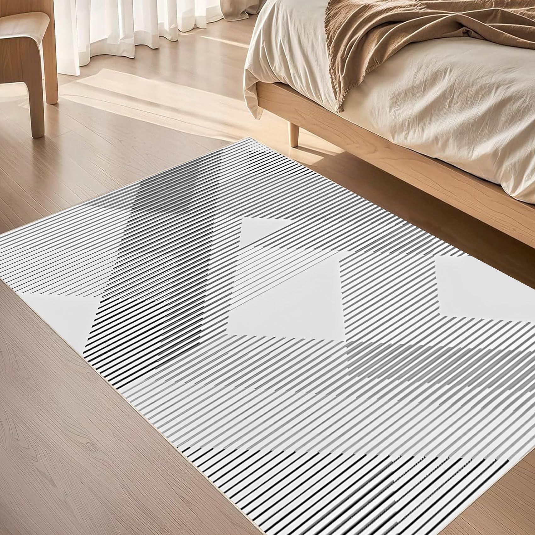 Tapis de table élégant noir et gris style géométrique moderne 180x200