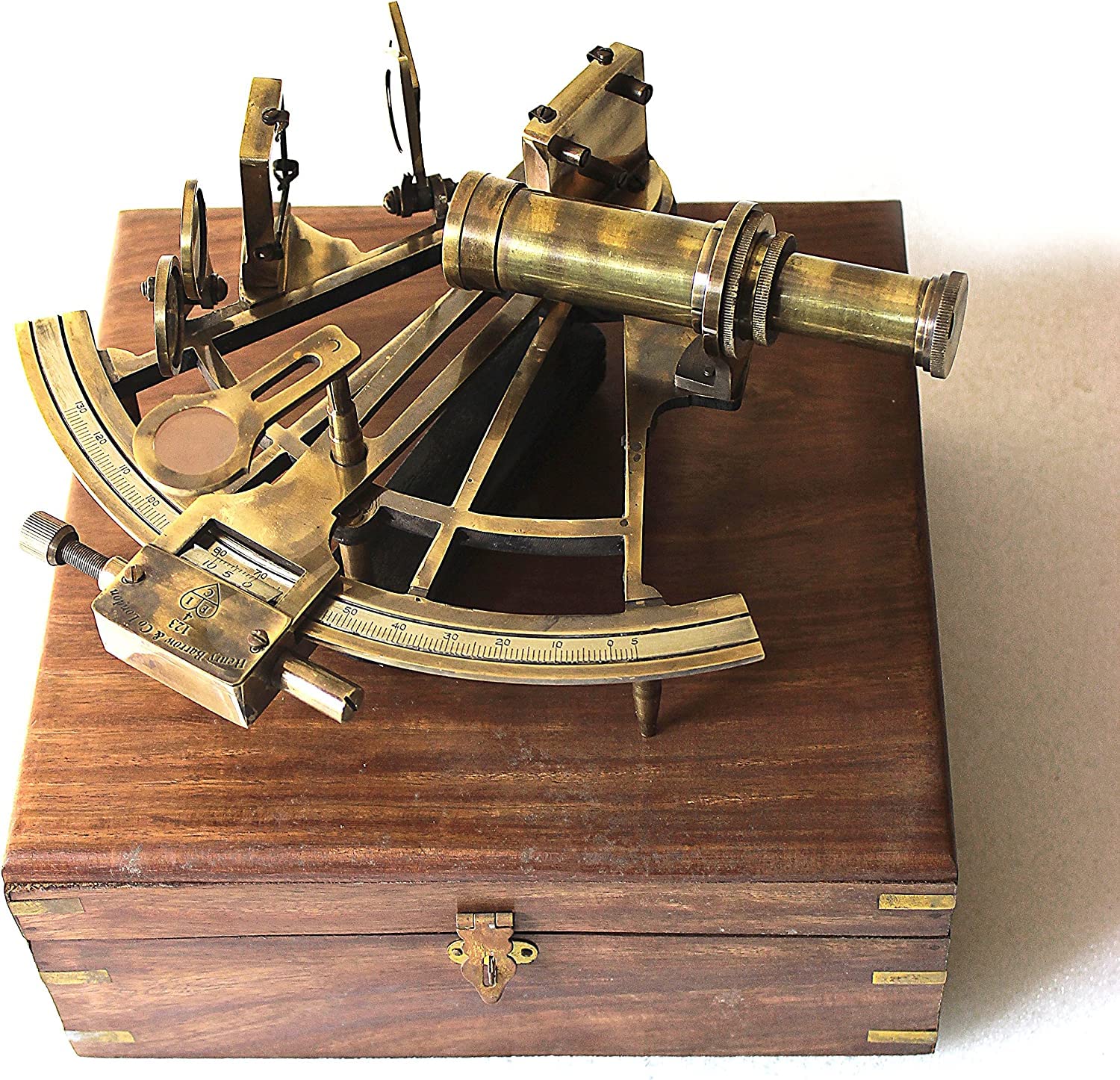 Messing nautischer Sextant J Scott London Vintage Antik Astrolabe Schiff Navigation Instrument himmlisch & nautisch Sextant mit zwei extra Sichtteleskop/strolable Sextant Werkzeug