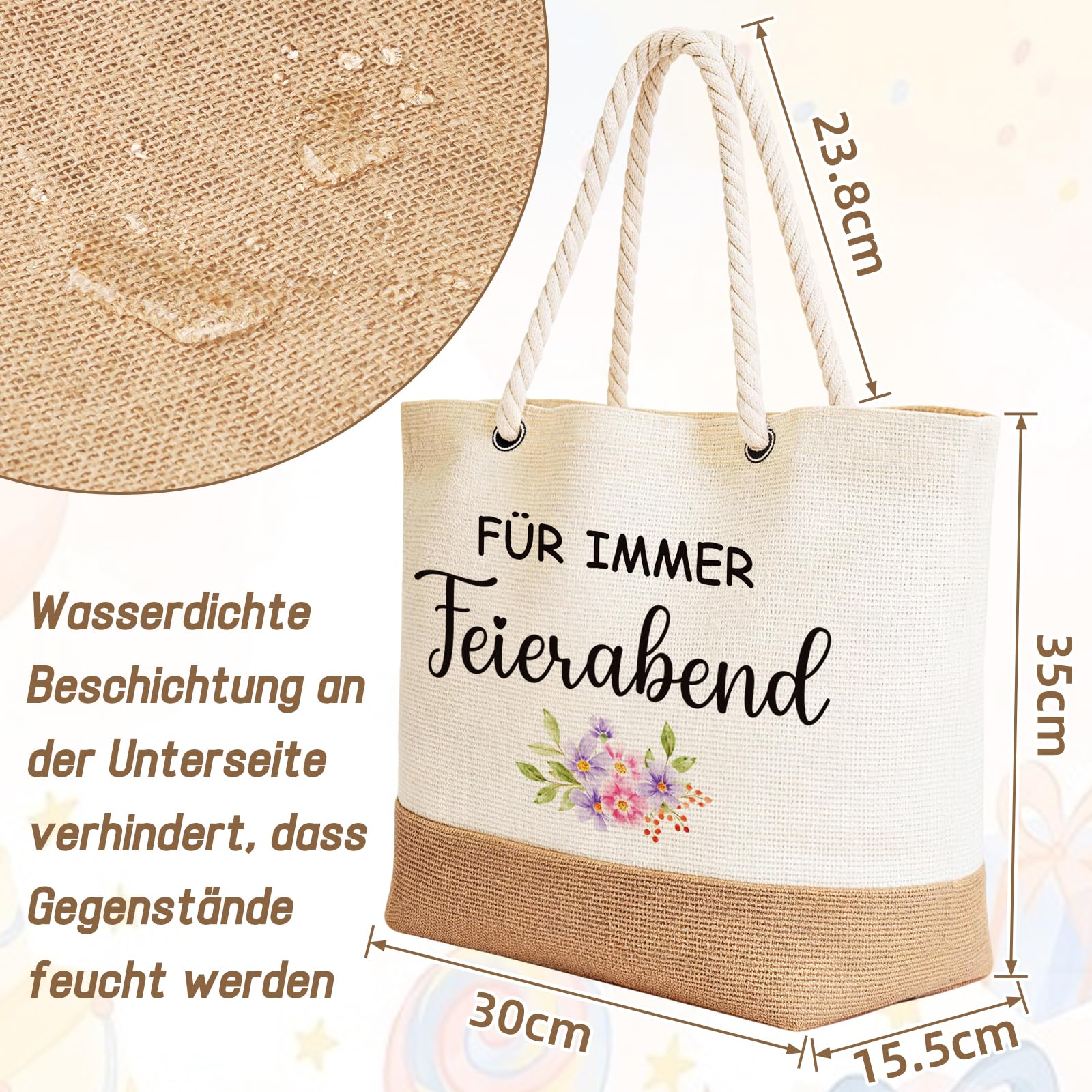 TUZELIYA Renteneintritt Geschenk Frau Tasche - Faltbare Wasserdicht Einkaufstasche mit Abschiedskarte, Lustige Ruhestand Geschenk Frauen, Abschiedsgeschenk Kollegin