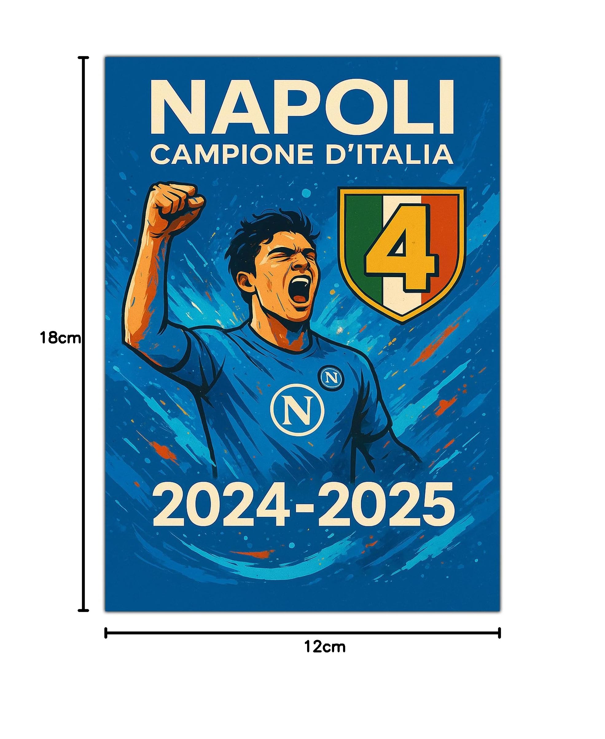 GamesMonkey Poster Napoli Campione 4 Scudetto 2024 2025 Calcio Vittoria Tricolore Ultras Made in Italy 21x30