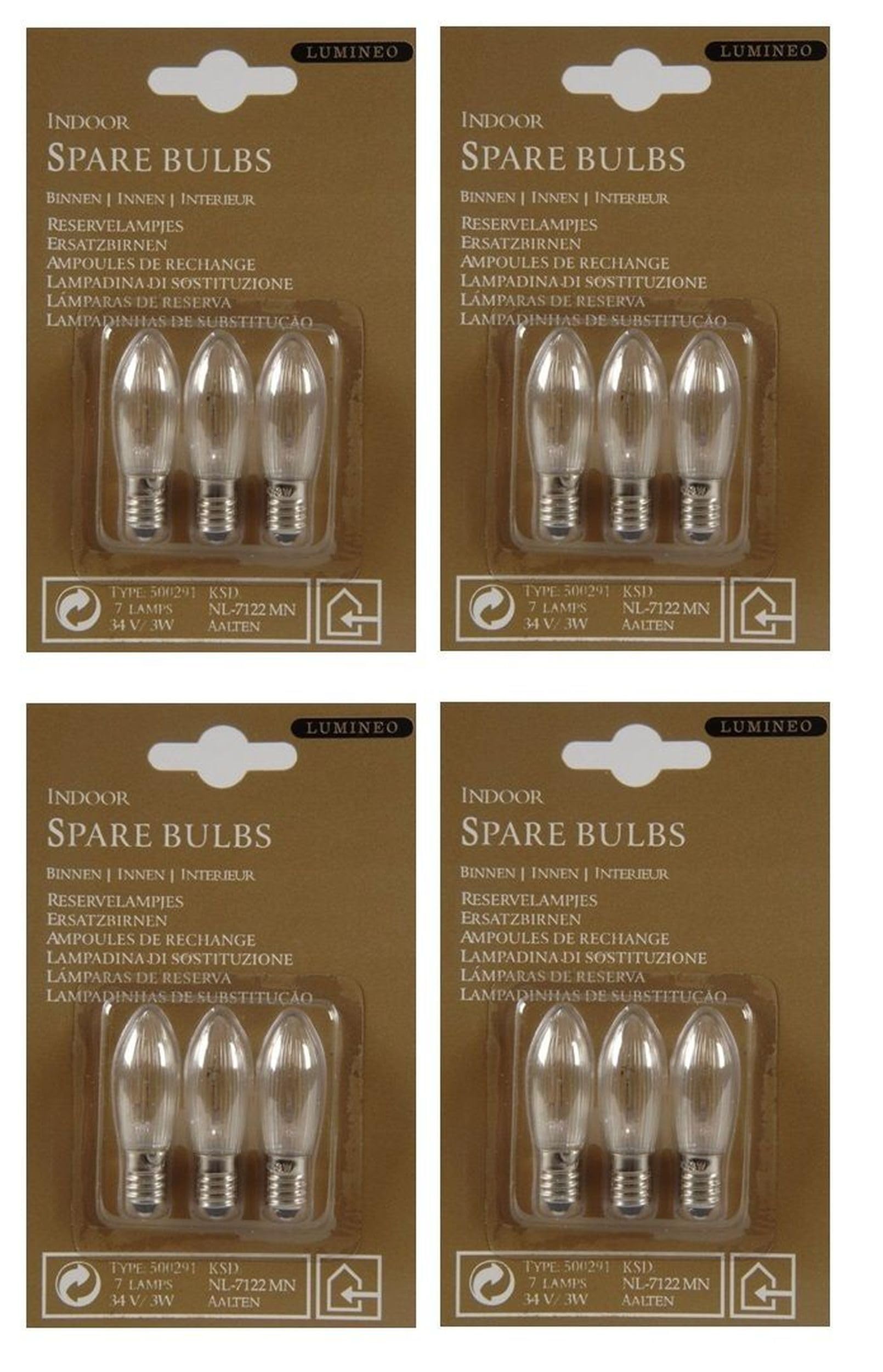 Warm White 12 Lumineo Indoor Spare Candle Bridge Bulbs Replacement Bulbs 4 X 3 Pack, 34V 3W