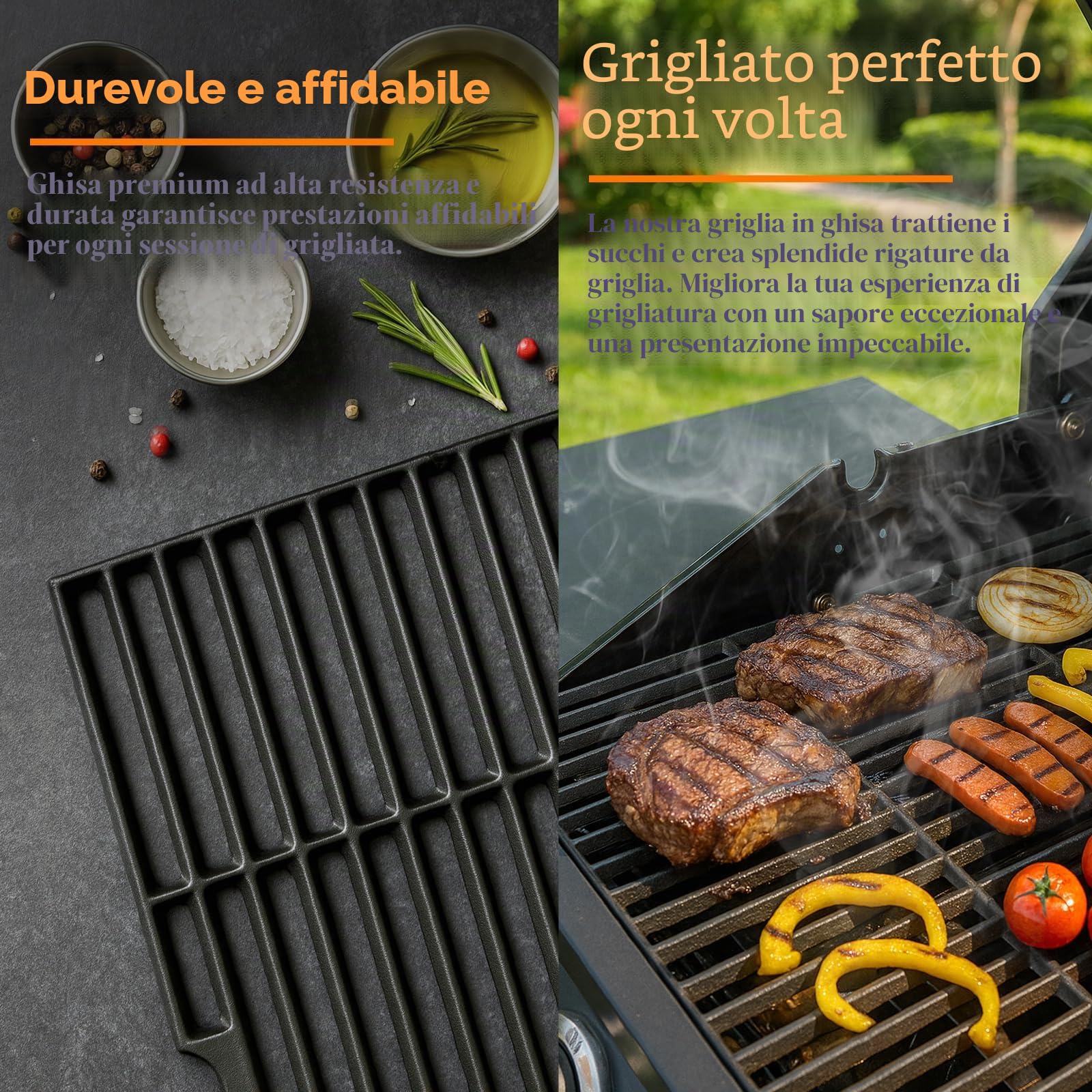 GFTIME Griglia in ghisa, 43 x 63 cm, per Enders Boston Pro 3, Enders Monroe Pro 3, Charbroil, Barbecook Siesta 310, Landmann Triton 3 & 4, Proficook PC-GG 1058/1059