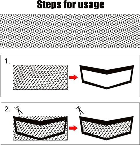 Miniatura 3 de Rollo de malla universal de 40 x 13 pulgadas para automóvil, aleación de aluminio, para bricolaje, parachoques con agujero rómbico, color negro