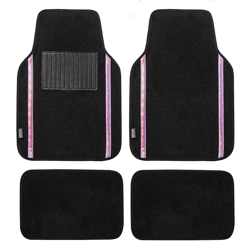 Tapetes Automotivos de Carpete FH Group com Encaixe Universal para Carros, SUVs e Caminhonetes, Rosa, Kit com 4 peças