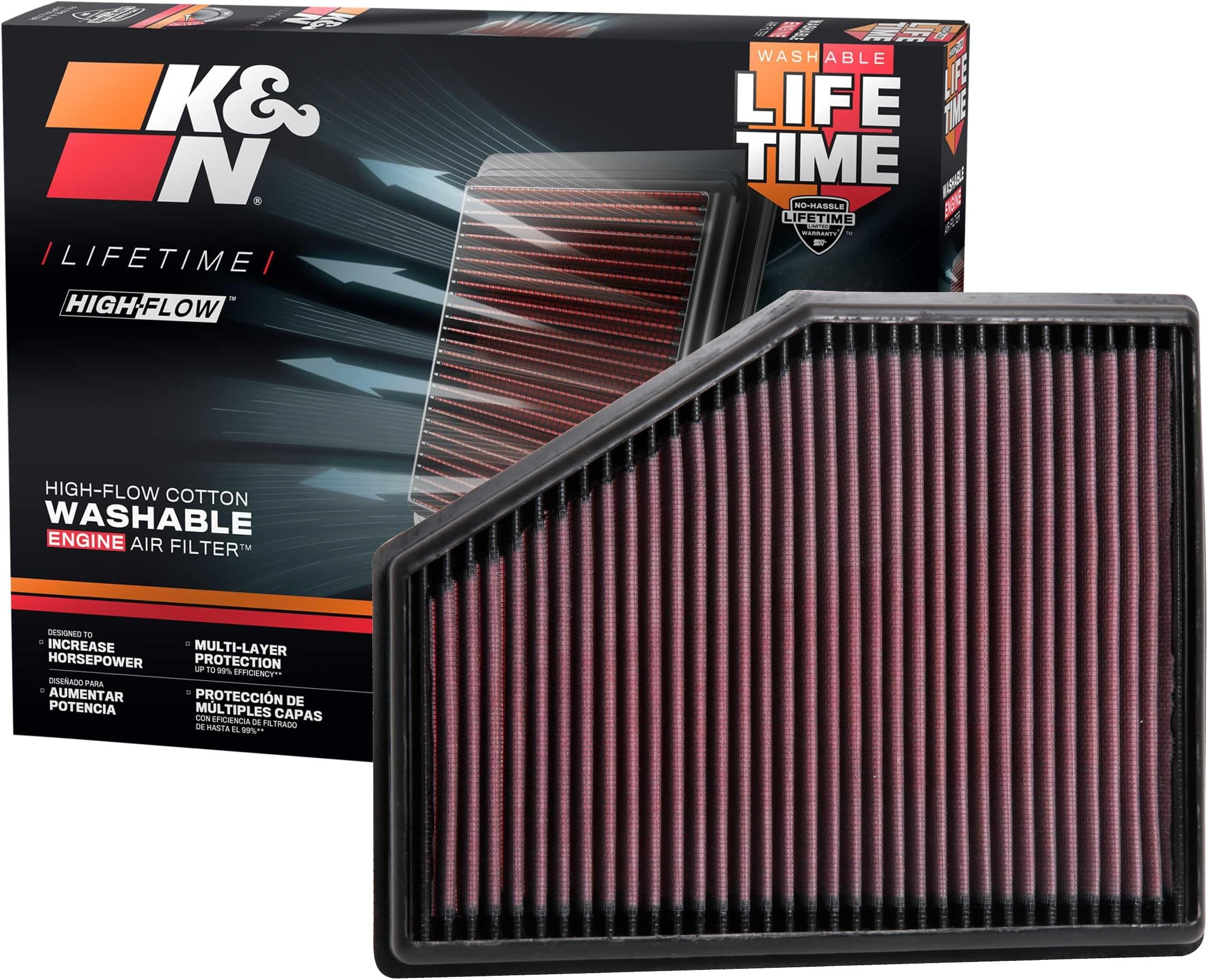 K&N Engine Air Filter: High Performance, Premium, Washable, Replacement ...