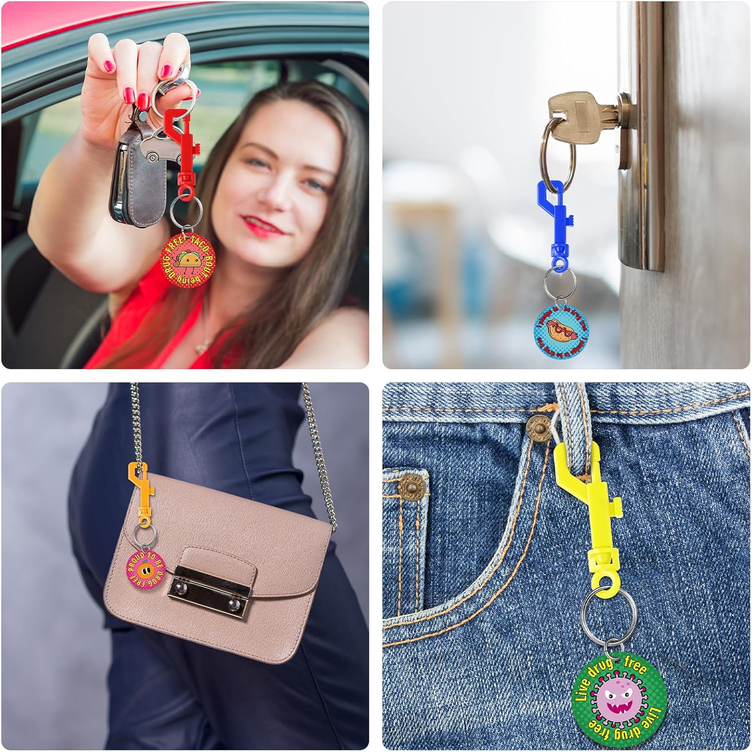 Landical 36 Pcs Red Ribbon Week Drug Free Backpack Clip Keychains Red Ribbon Week Awareness Backpack Clip for Anti Drugs Campaigns Events School Supplies Support Groups Fundraisers