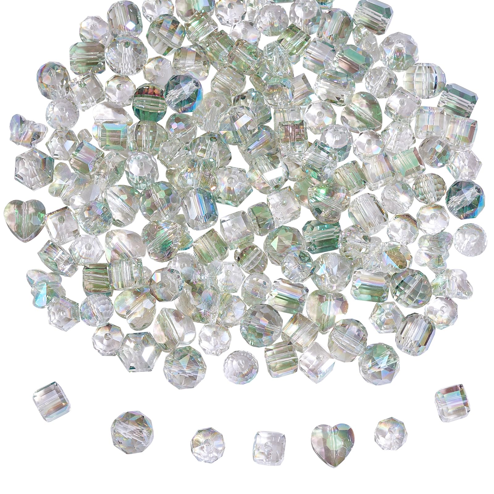 BEEFLYING 180pcs Assorted Glass Beads for DIY Jewelry Making AB Color Crystal Rondelle Beads Bulk Set for Bracelets Necklaces Earrings