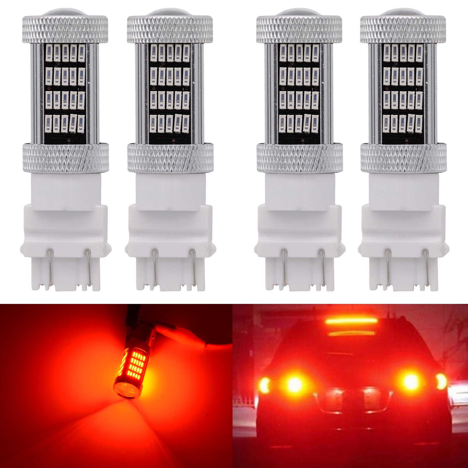 KATUR 3156 3156A 3456 92 smd 4014 - Lampadine LED per auto, 900 lumen, 12 V, ricambio auto, camper, SUV, coda di retromarcia, colore rosso, confezione da 10