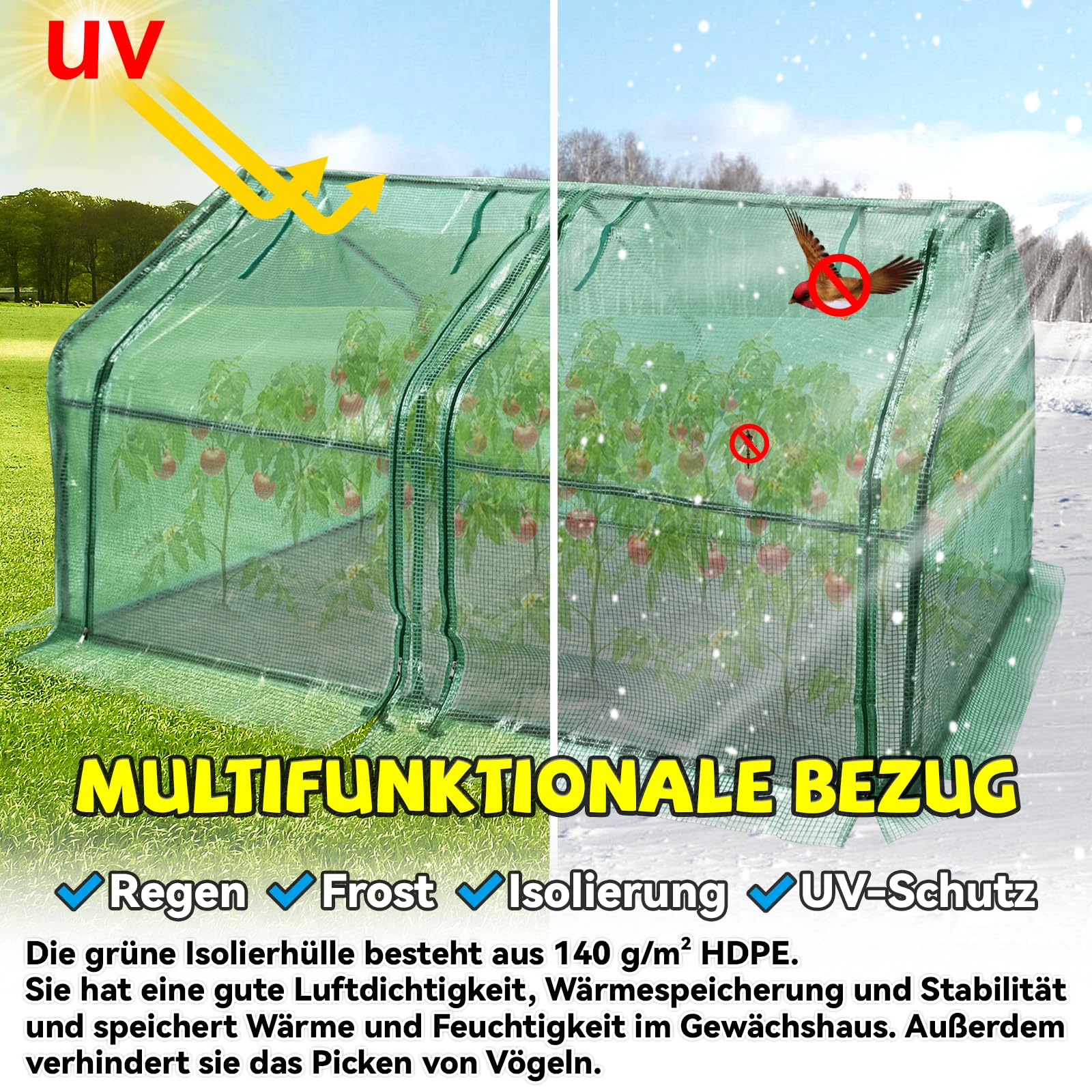 Serra Da Balcone Froadp 180x90x90 Cm - HDPE 140 G/m², Struttura Ferro, 2 Porte, Per Orto E Giardino - Foto 2
