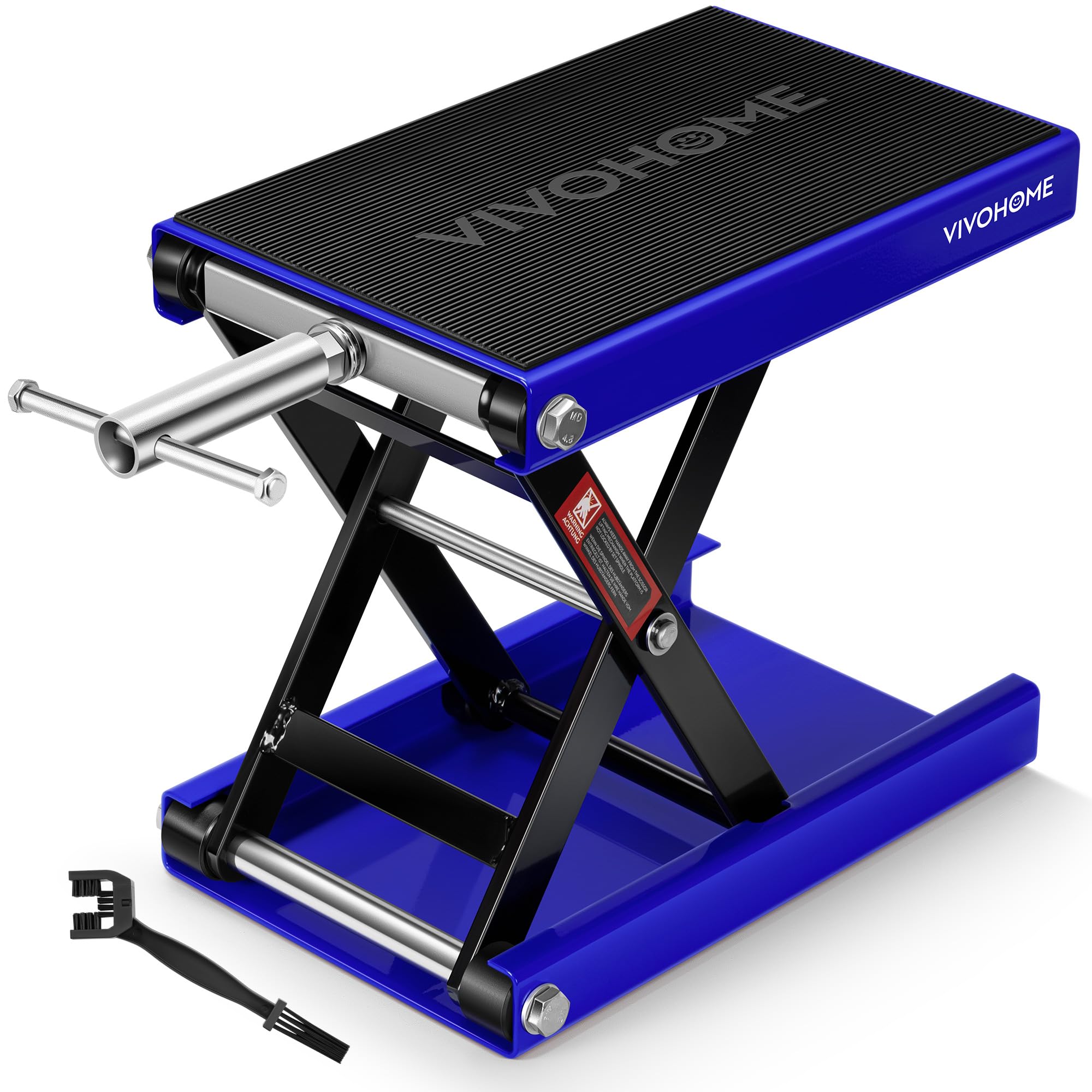 VIVOHOME 1100 LBS Motorcycle Lift Scissor Jack, Wide Deck Hoist Stand, Height Adjustable Center Stand with Crank, Steel Lift for Cruiser, Dirt Bike, ATV - Blue