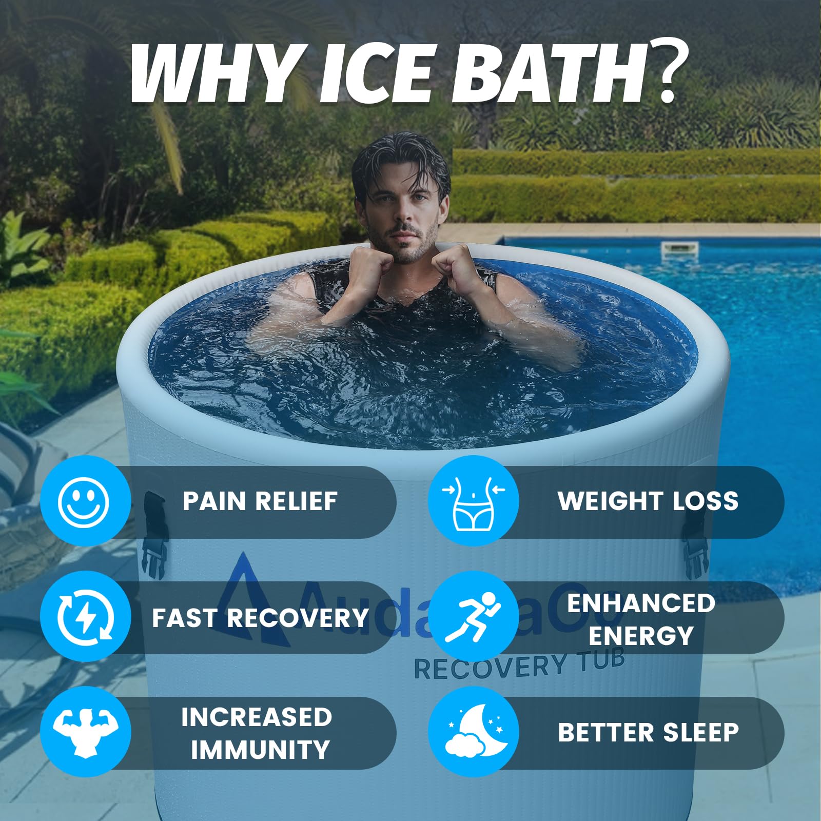 Foto de Lumizone Inflatable Cold Plunge Tub 132 Gallons Capacity Ice Bath Portable Ice Bath Tub Compatible With Water Chillers with Lid Drop Stitch PVC Double Layer Seals Oversized for Athletes (imagen 46)