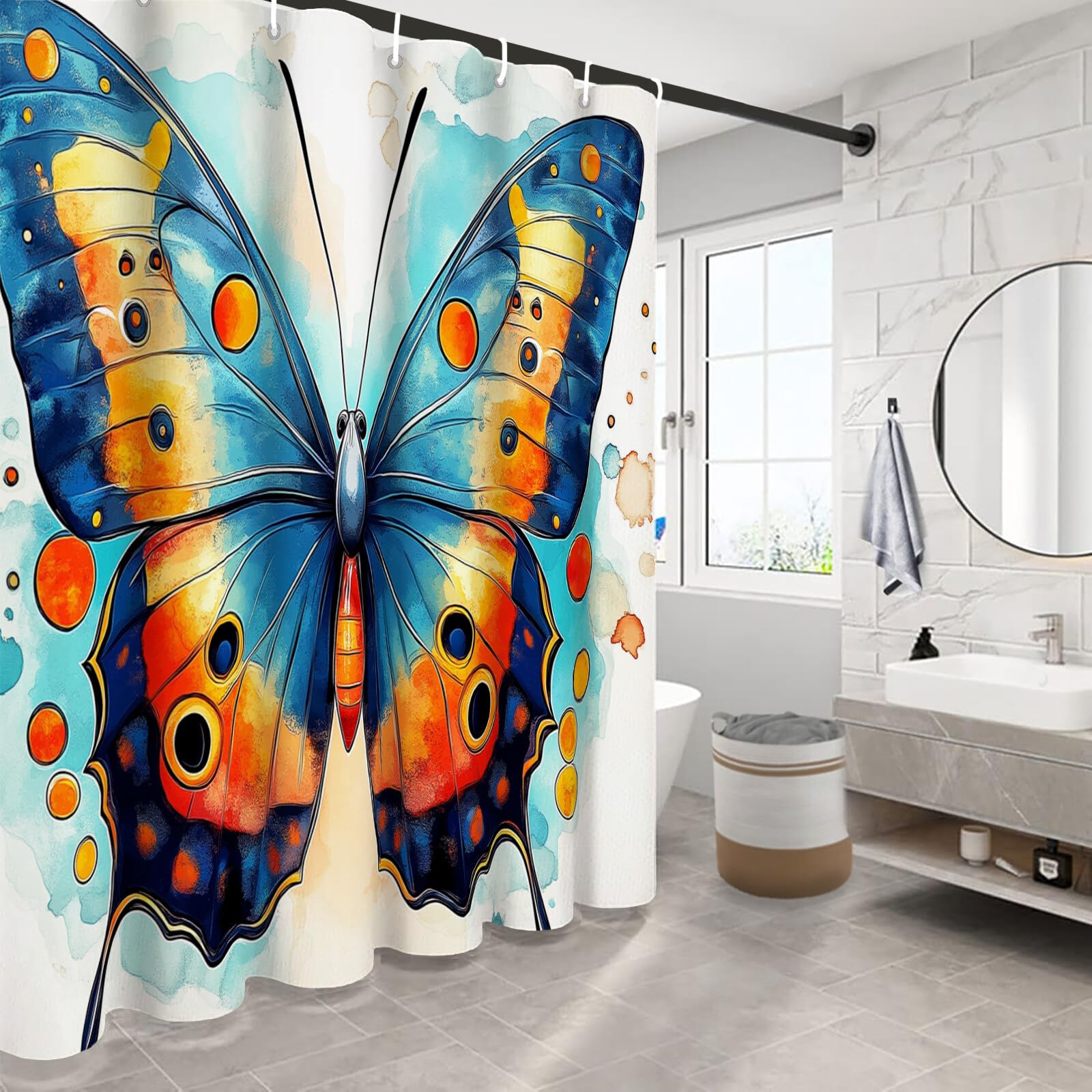 Magnifique Papillon Rideau De Douche, Insectes Fantastiques Material Resistente Al Agua Durable Estampa Digital, Turquoise