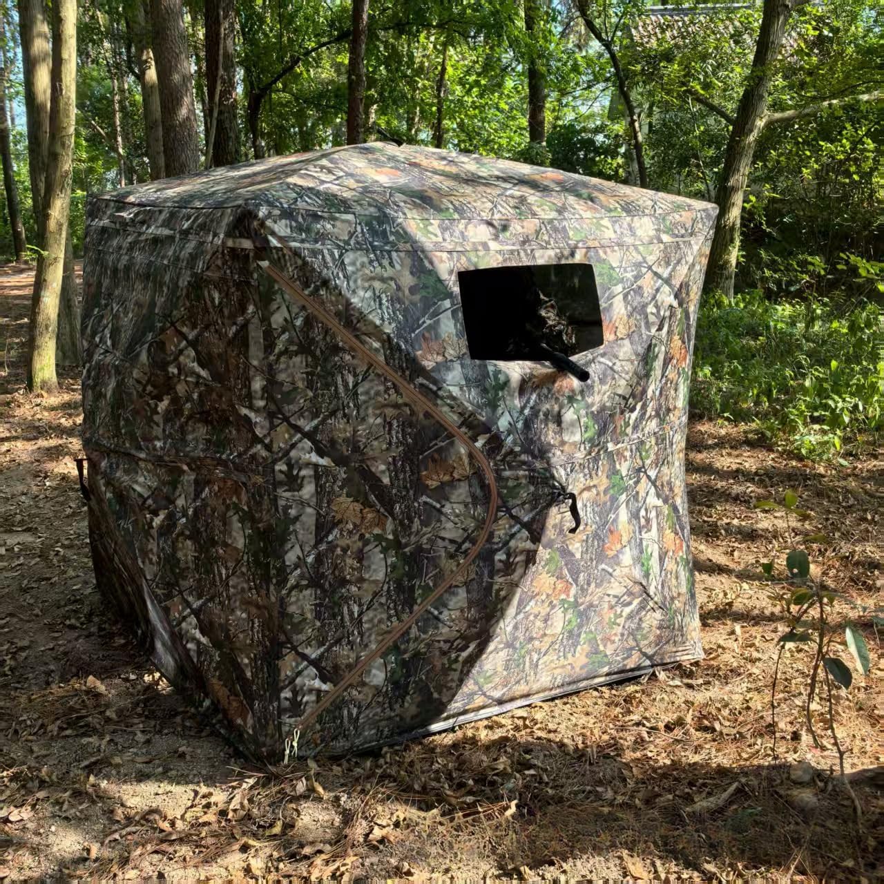 Hunting Blind with Carrying Bag, 270 Degree See Through Ground Blind, Pop Up Hunting Blind Portable Concealed Camouflage Tent for 2/3 Person