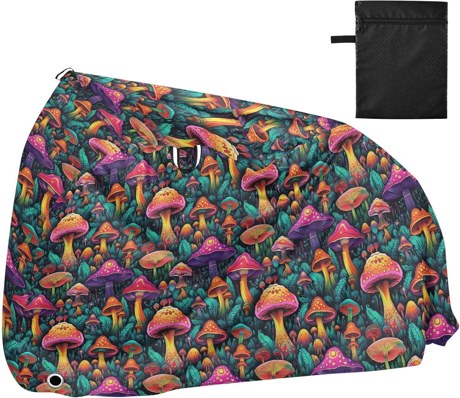 ALAZA Neon Mushroom Bike Cover Waterproof Outdoor Ebike Bicycle Covers Tarp Protection for 1/2 Bikes, Sun UV Dust Wind Proof