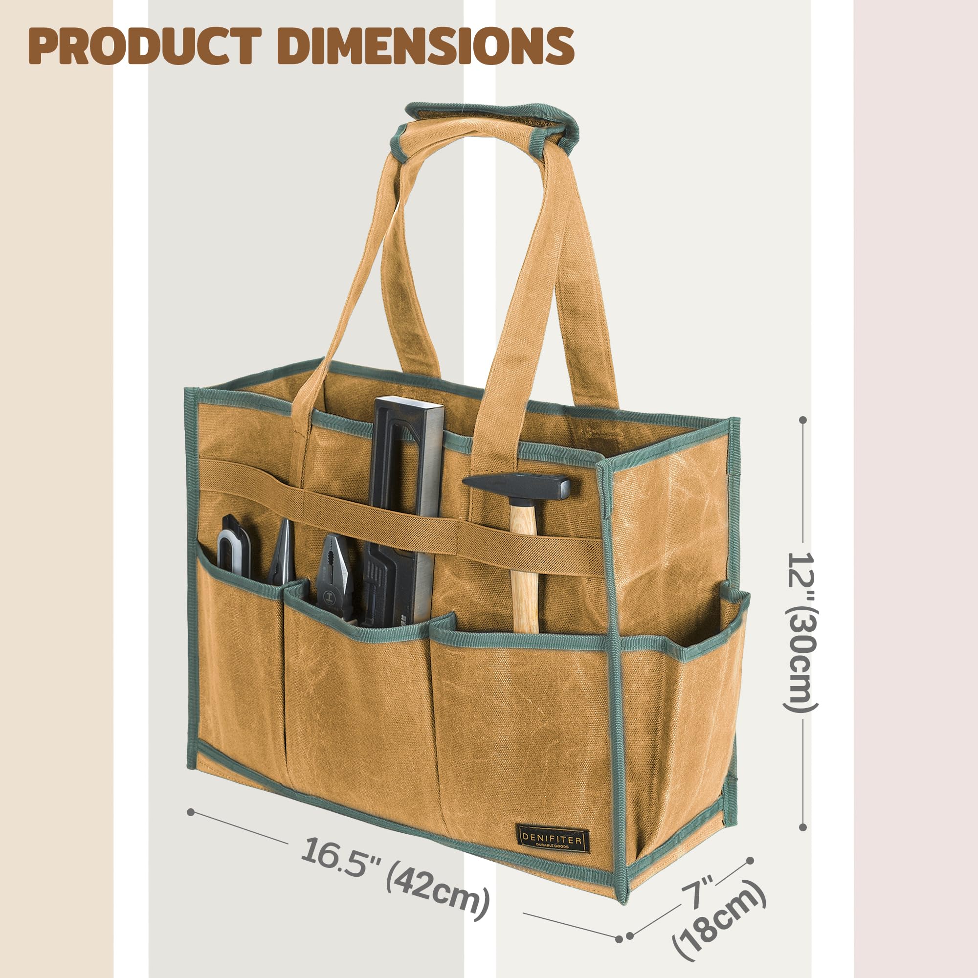 【Mサイズ】Midweight65/35Hopper FieldCardigan Heavy-Duty Waxed Canvas Tool Tote Bag – Large Capacity Tool