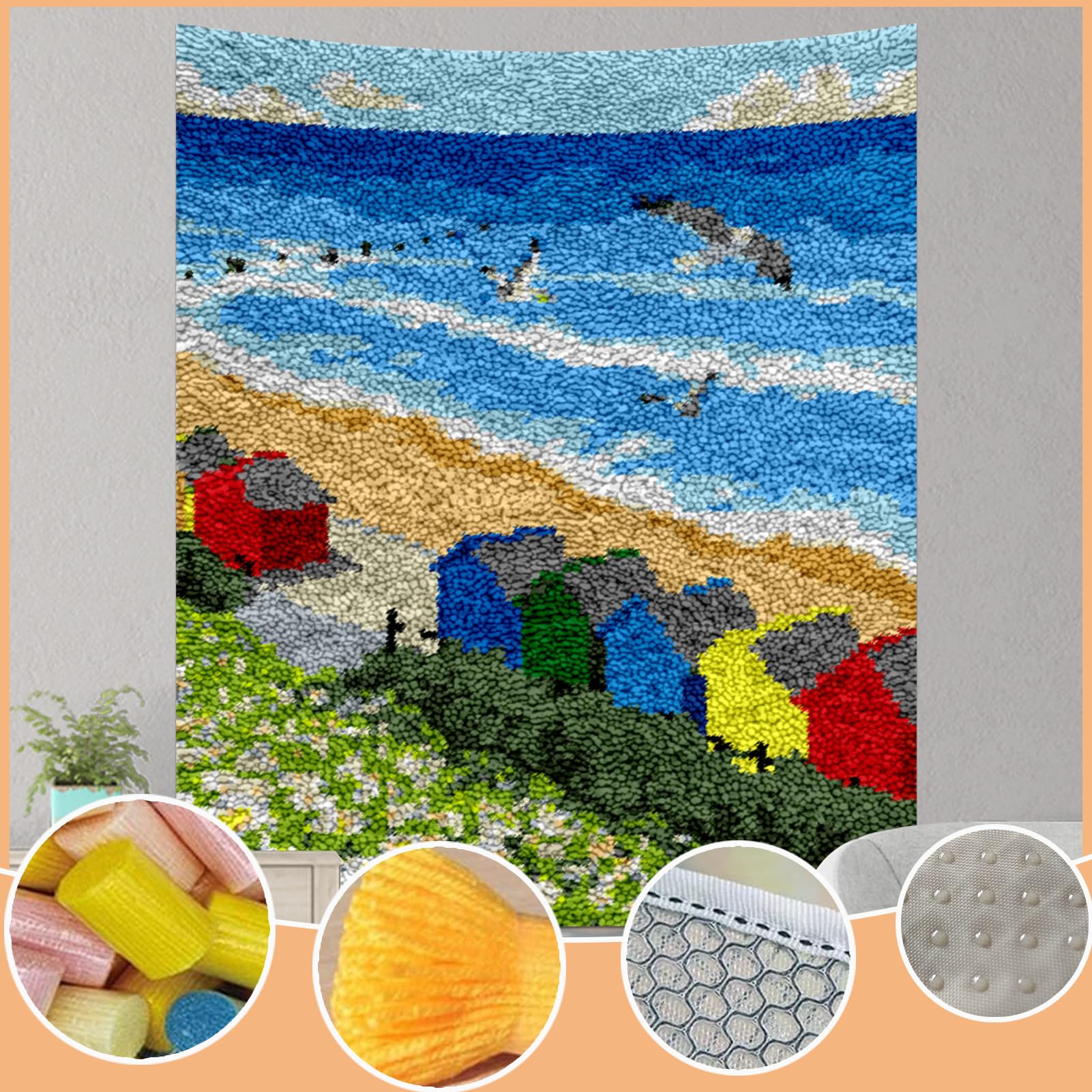 Kit per la Creazione di Tappeti Adulti Kit di Tappeti con Gancio a Scatto Fai da Te 140x180 cm Grande Artigianale con Gancio a Scatto Kit Tappeto Set Arazzo Modelli Stampati Decorativi