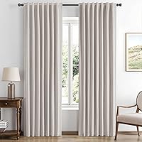 MIULEE 100% Blackout Faux Linen Curtains 42x84 Ivory - Thermal Insulated Room Darkening Drapes Bedroom Living Room Nursery, 2 Panels Rod Pocket Back Tab