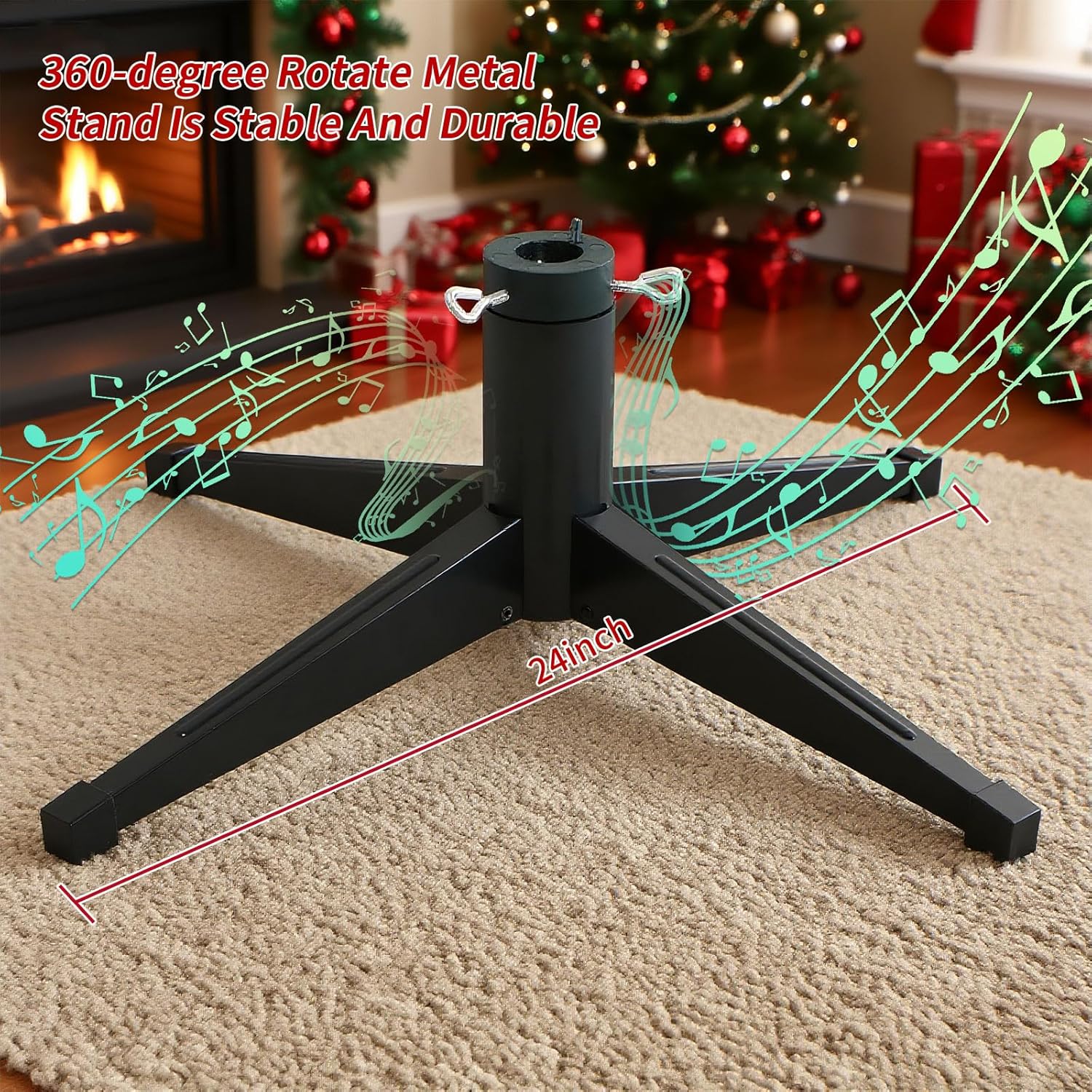 6.5ft Prelit Artificial Christmas Tree with Music, 340 Warm White & Multi-Color LED Lights, 1036 PE+PVC Branch Tips, Remote Control Rotating Stand, 8 Lighting Effects, Timed Design