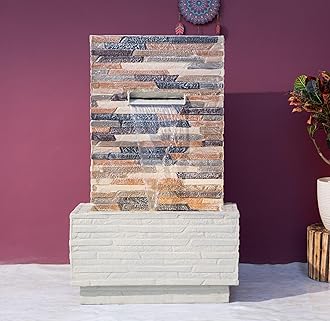EXPLEASIA Slate Water Fall Fountain for Home, Big Size Indoor Waterfall, Vastu Décor (Beige) (102.5x62x34 cm)