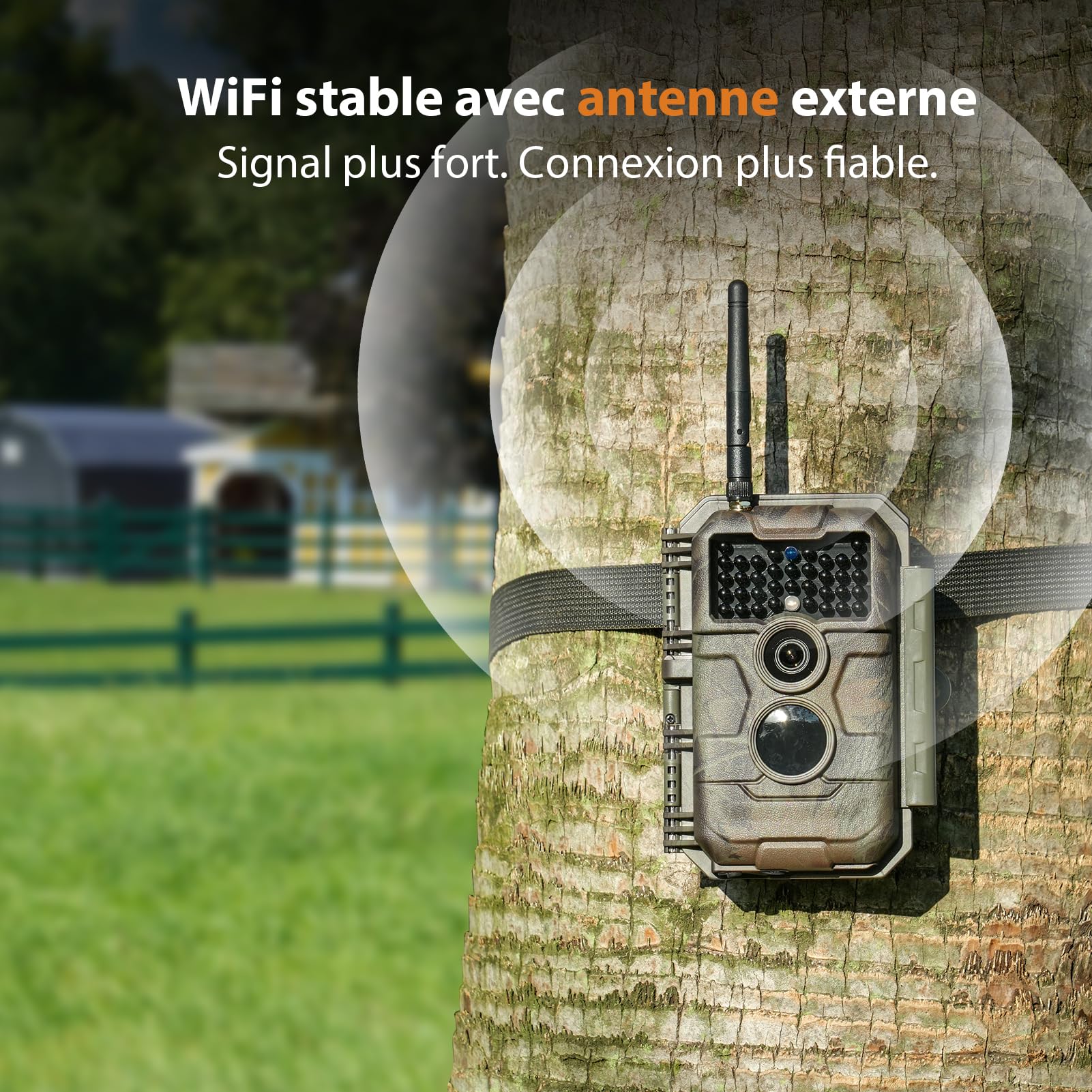 GardePro E6 Camera de Chasse WiFi, 64MP, vidéo 1296p H.264, Angle de Vue 110°, caméra de Chasse avec Vision Nocturne, détection de Mouvement, piège Photographique pour Jardin