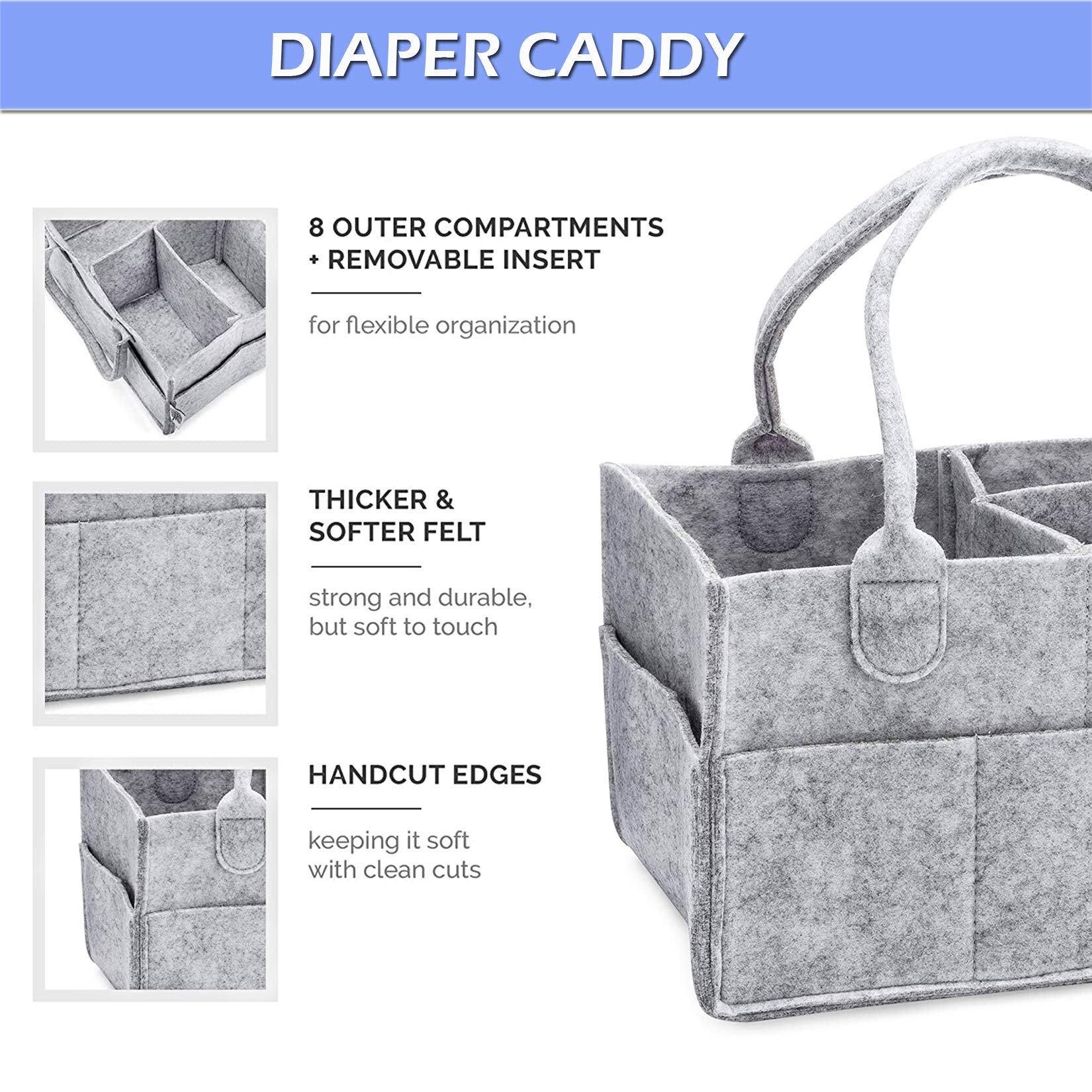 Organizer Portatile Per Pannolini - Contenitore Multiuso Per Auto E Casa Con Tasche Rimovibili, Grigio