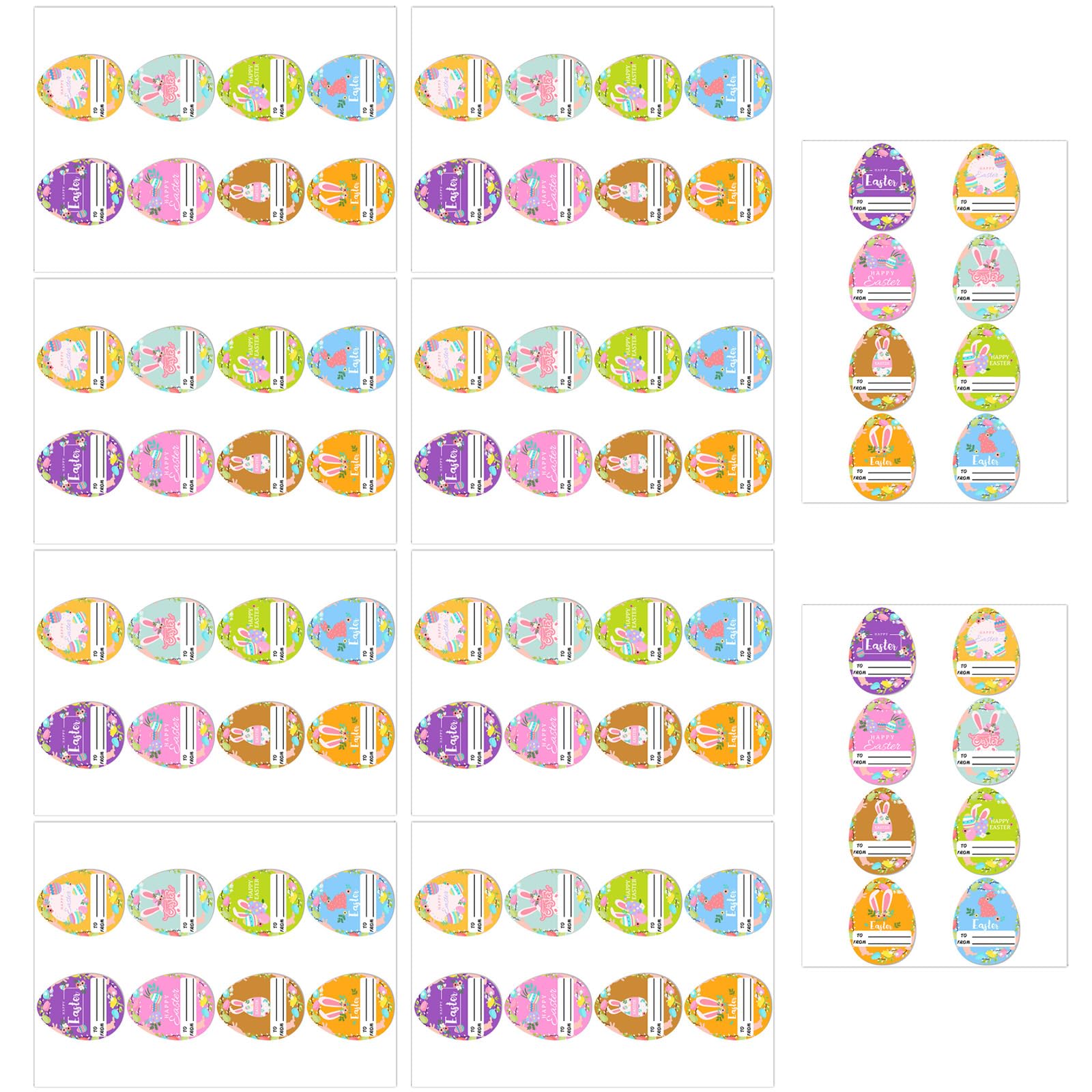 Elnwnnkc 80 Counts Cartoon Bunnies Eggs Name Sticker for Scrapbooking Decorative Wrapping Label for Seal Envelope Card Packaging Label Sticker