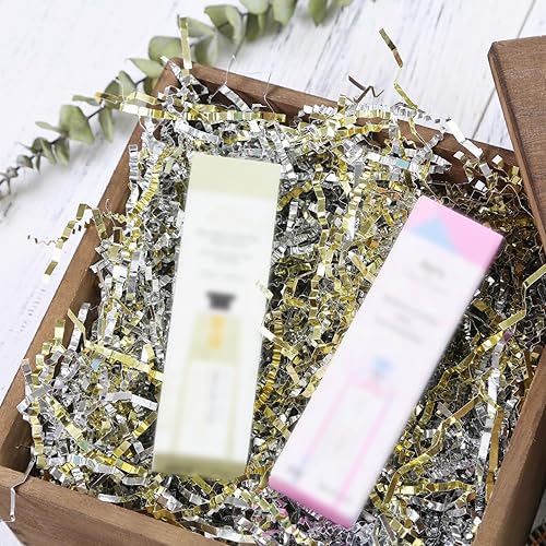 Miniatura 4 de PAPER FAIR 1 libra de papel de seda de rafia metálico dorado y plateado, relleno de papel de seda de rafia de pascua, cojín de ropa de cama,