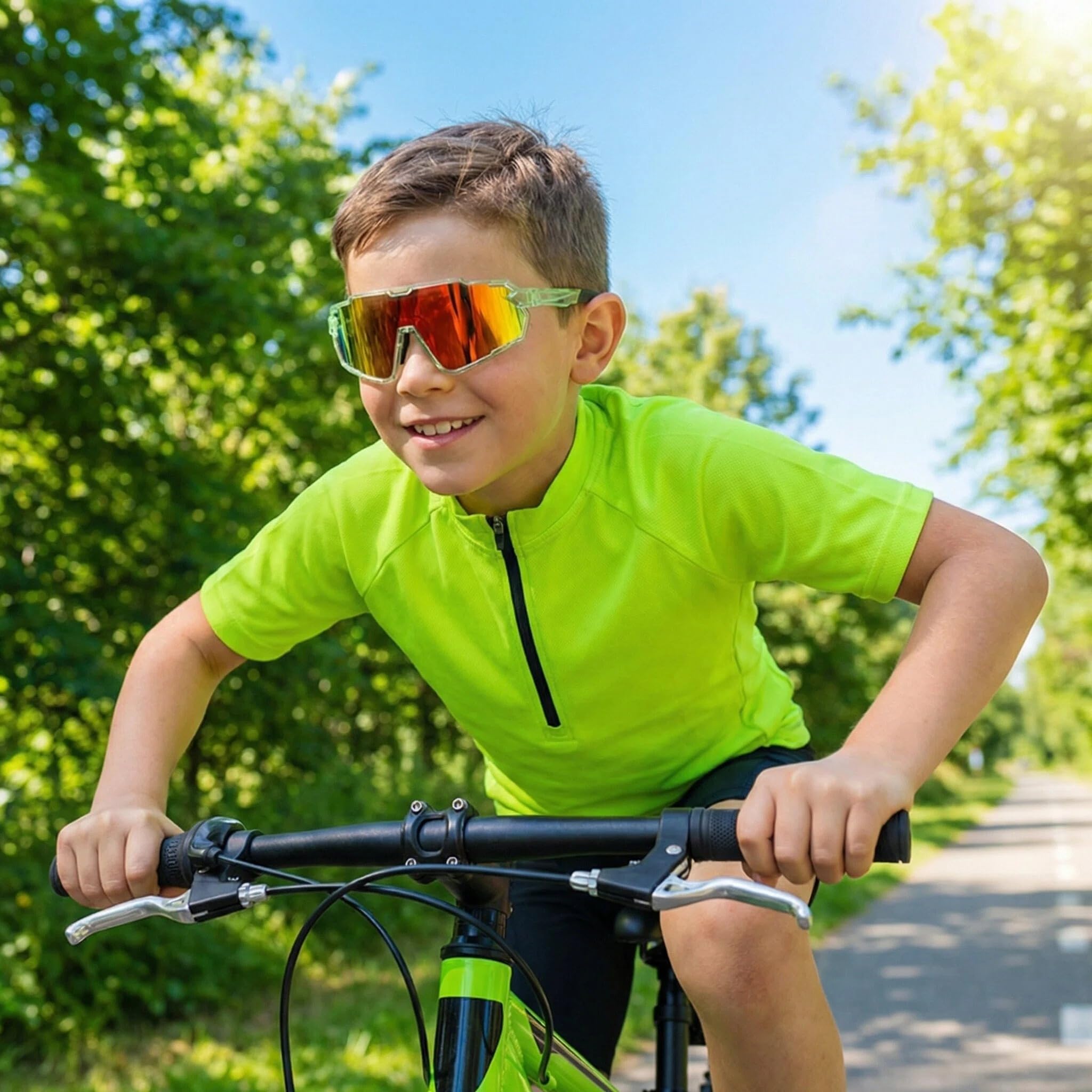 Polarisierte Sport-Sonnenbrille für Kinder, Jugendliche, Baseball, Radfahren, UV-Schutz, Sonnenbrille für Jungen und Mädchen, Alter 6–12 Jahre