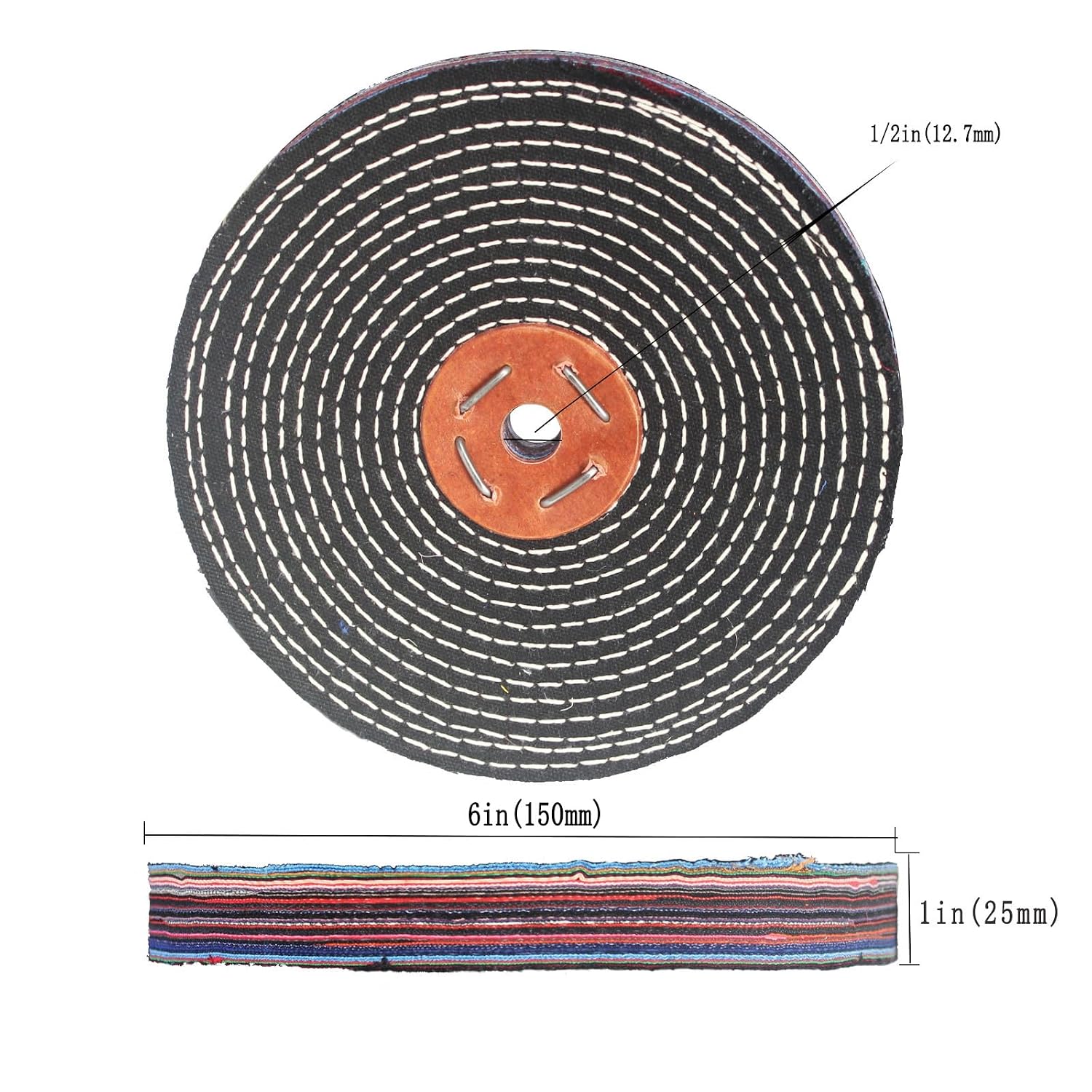 6'' x 1'' Dinem Polishing Wheel - 1/2'' Arbor Abrasive Denim Polishing Wheel Denim Cloth Buffing Wheels for Bench Grinder/Die Grinder
