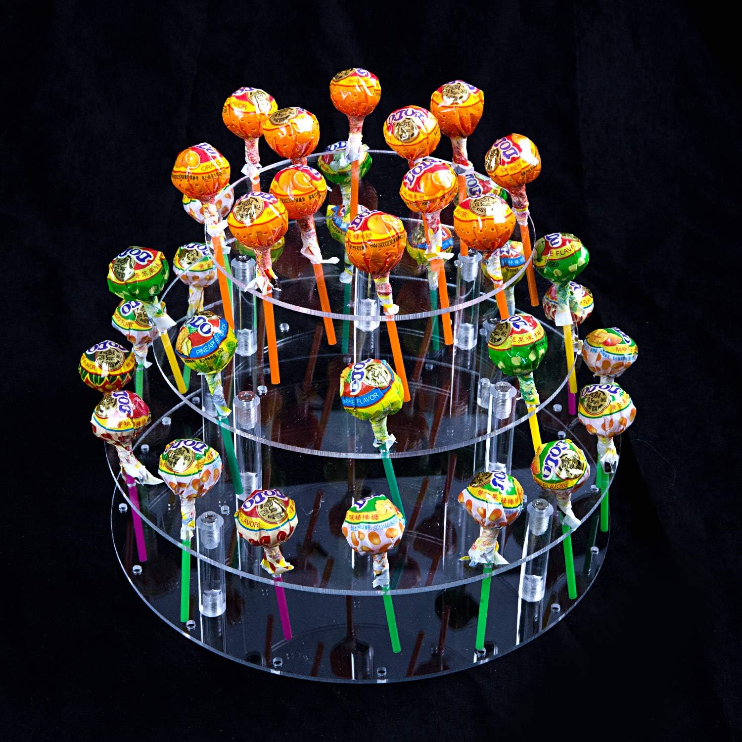 KINJOEK 35 Holes 4 Tier Acrylic Cake Pop Display Stand, Square Clear Lollipop Holder Candy Display for Party Birthday Weddings Christmas Anniversaries Gift Decorative