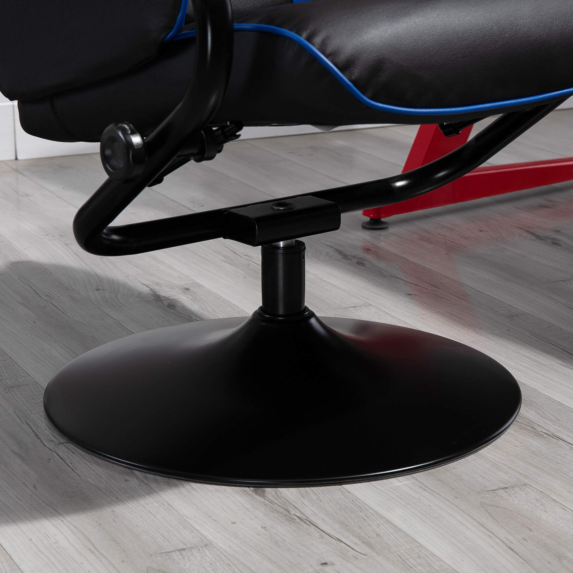 Vinsetto Set 2 Pezzi Poltrona Gaming Reclinabile con Sgabello Poggiapiedi, Inclinazione 130° e Supporto Lombare, Nero e Blu Scuro