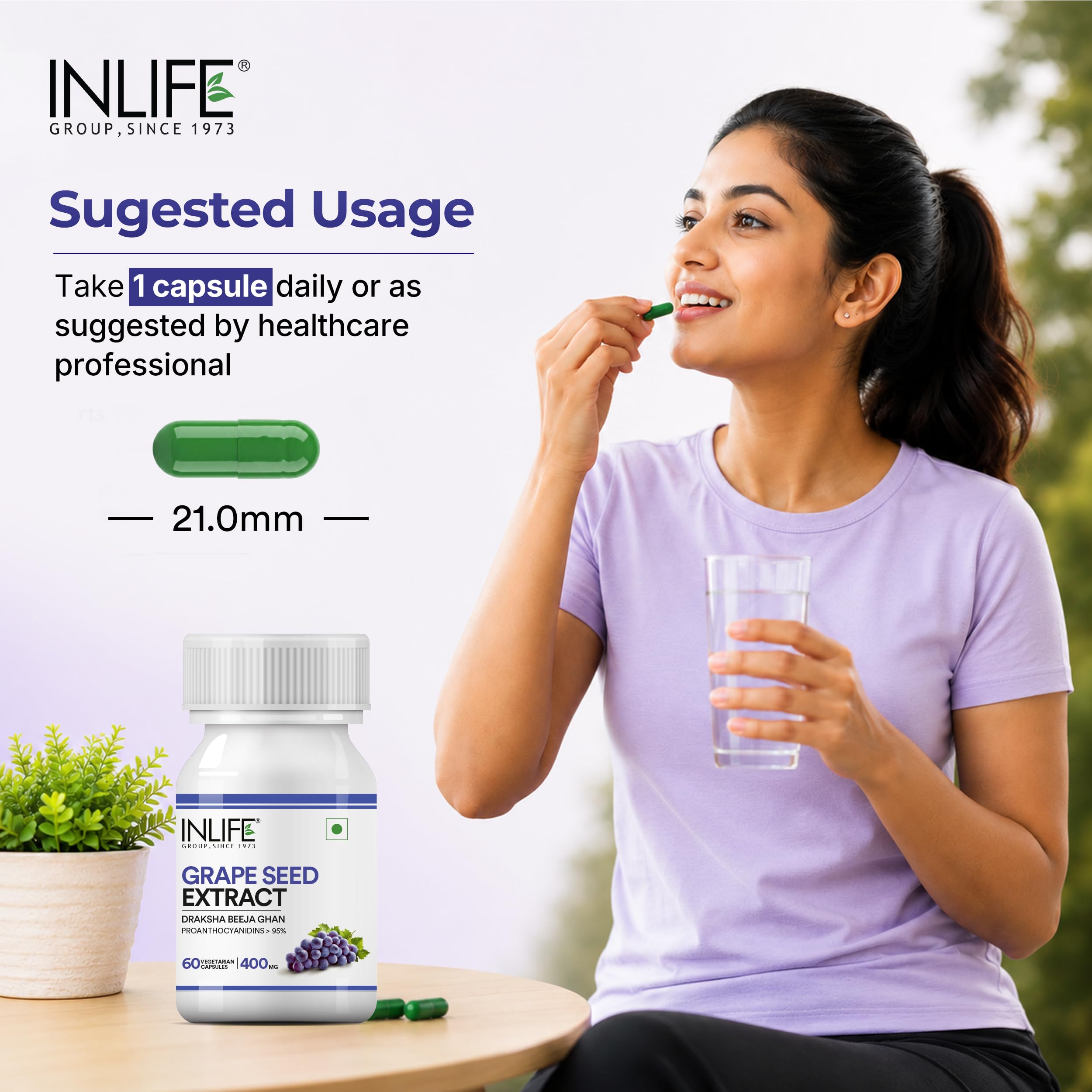INLIFE Grape Seed Extract Supplement 400mg, 95% OPC, 60 Veg Caps — Amazon image 5